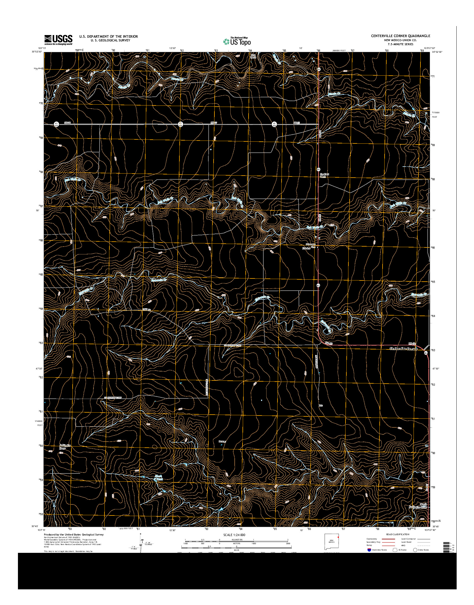 USGS US TOPO 7.5-MINUTE MAP FOR CENTERVILLE CORNER, NM 2013