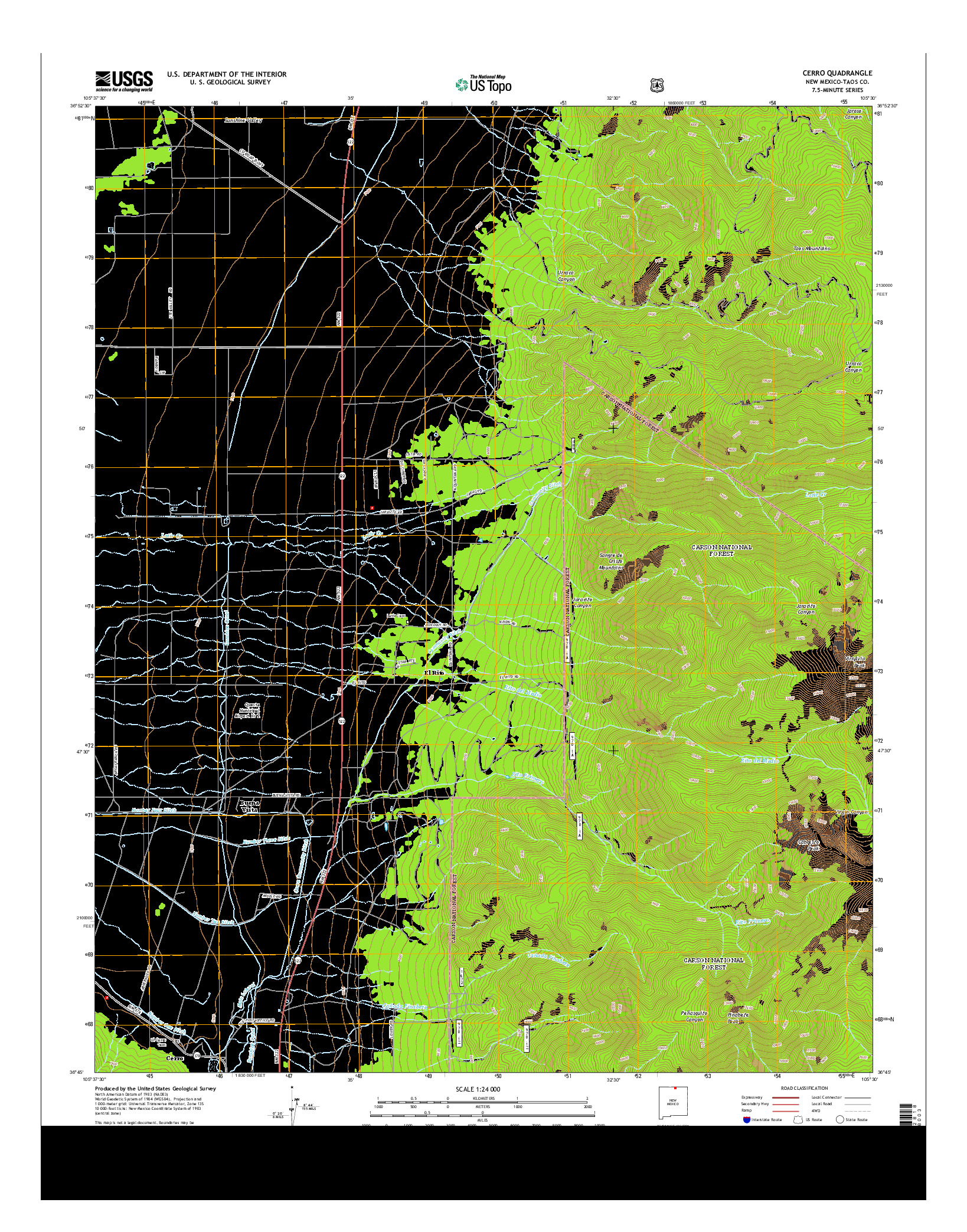 USGS US TOPO 7.5-MINUTE MAP FOR CERRO, NM 2013