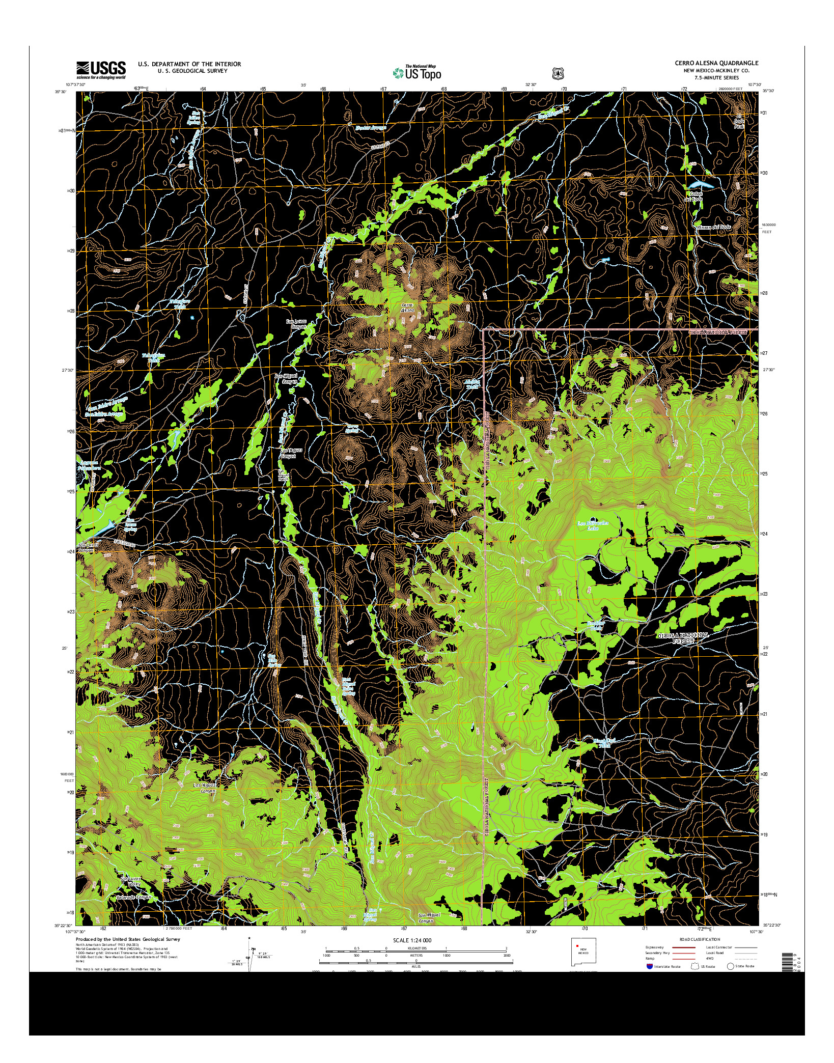 USGS US TOPO 7.5-MINUTE MAP FOR CERRO ALESNA, NM 2013
