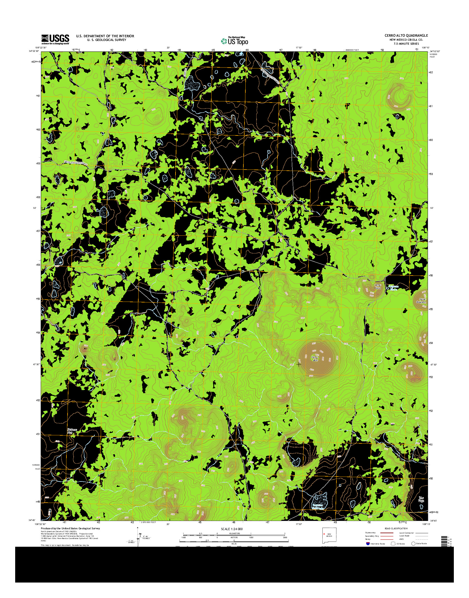 USGS US TOPO 7.5-MINUTE MAP FOR CERRO ALTO, NM 2013