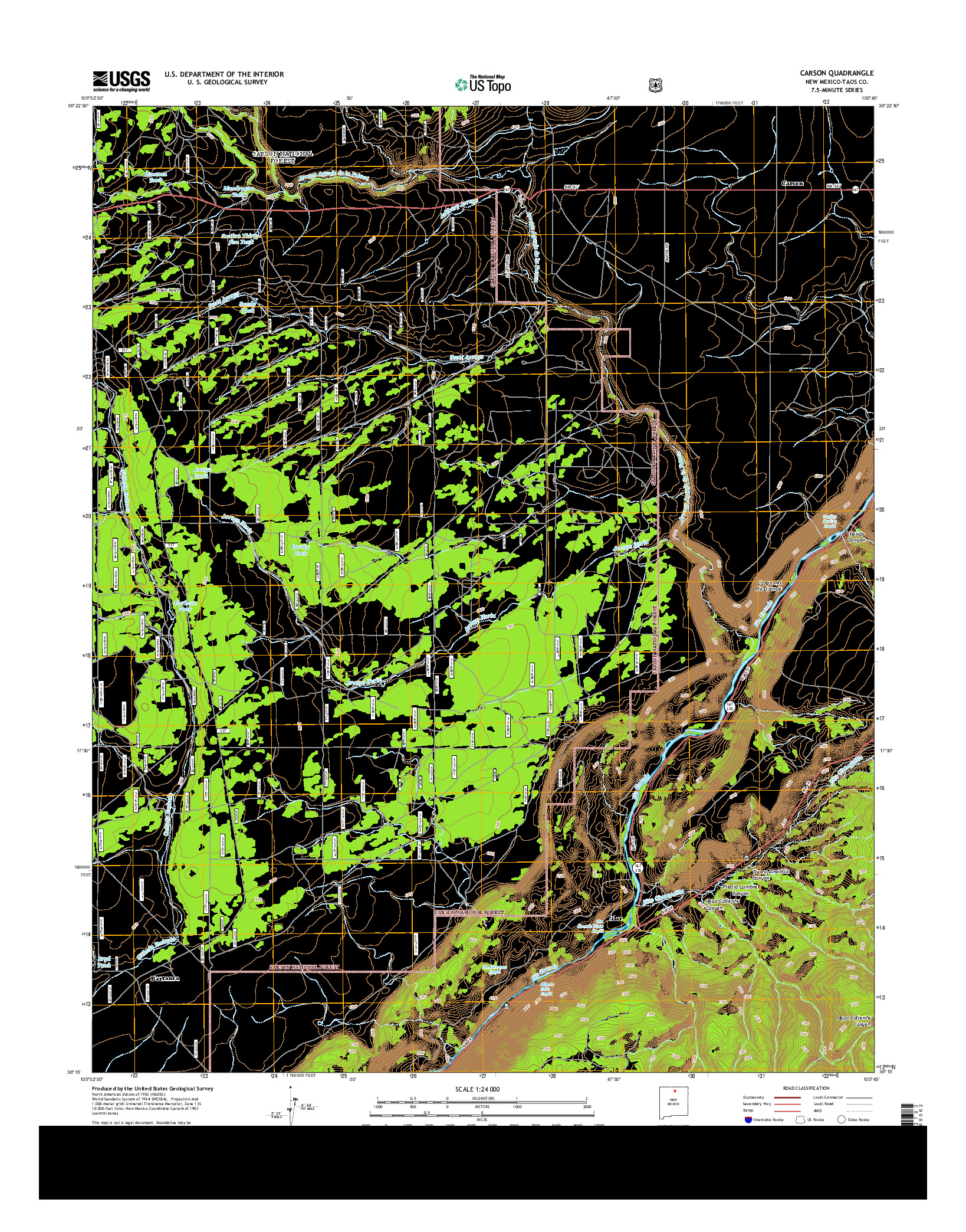USGS US TOPO 7.5-MINUTE MAP FOR CARSON, NM 2013