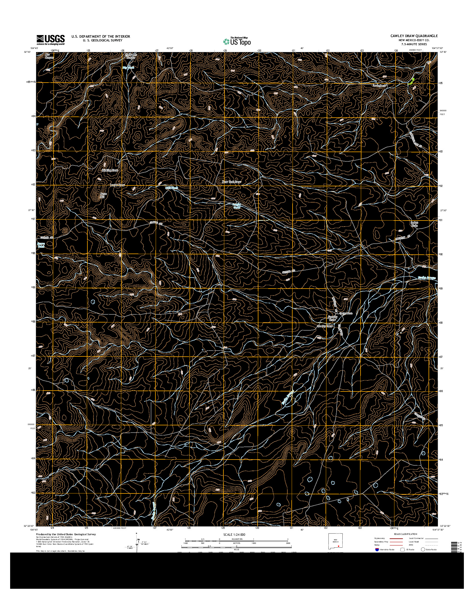 USGS US TOPO 7.5-MINUTE MAP FOR CAWLEY DRAW, NM 2013