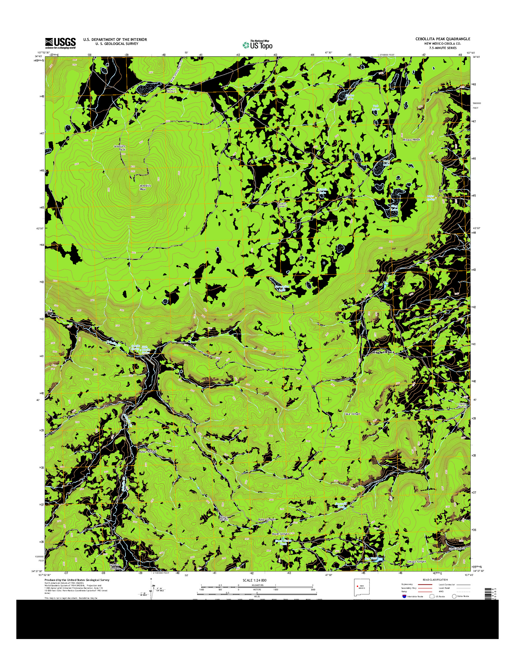 USGS US TOPO 7.5-MINUTE MAP FOR CEBOLLITA PEAK, NM 2013