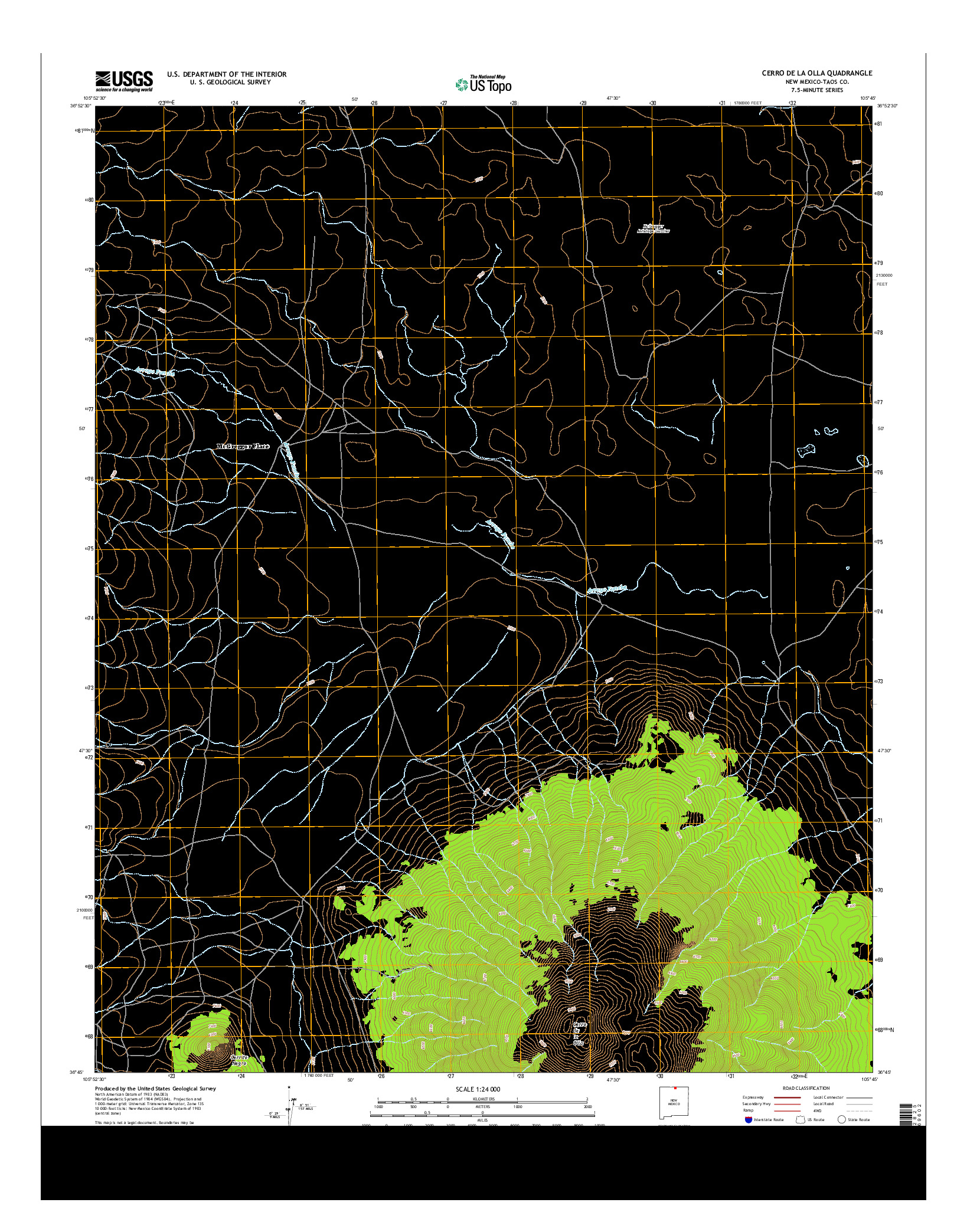 USGS US TOPO 7.5-MINUTE MAP FOR CERRO DE LA OLLA, NM 2013
