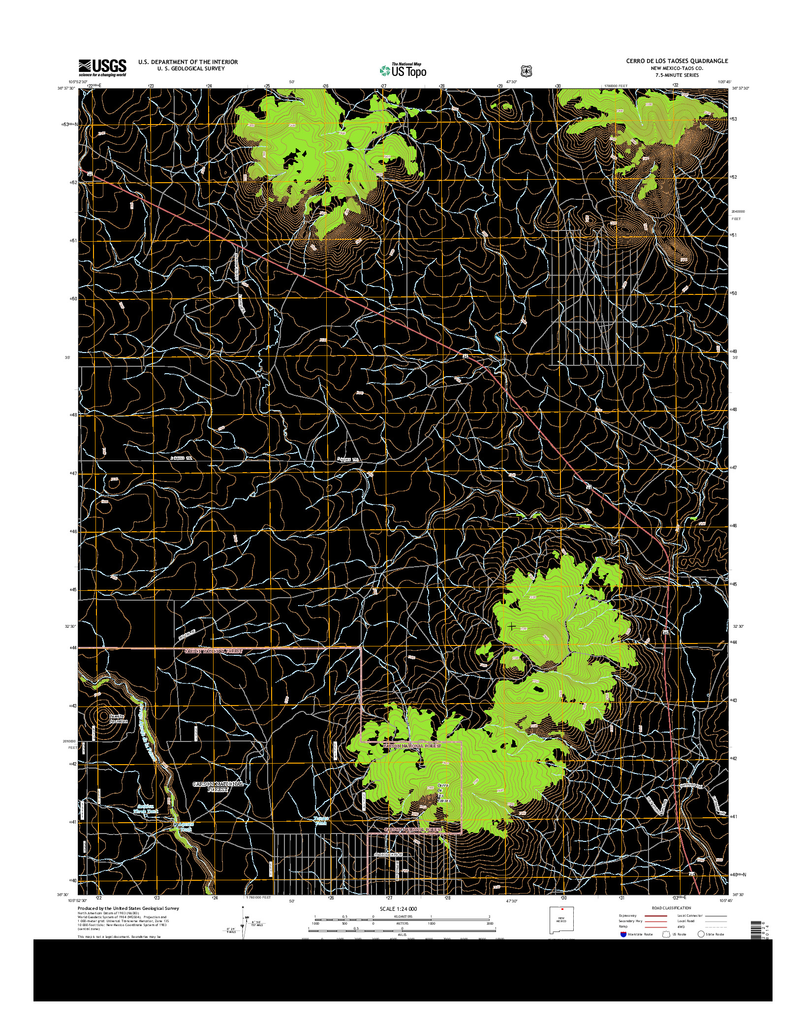 USGS US TOPO 7.5-MINUTE MAP FOR CERRO DE LOS TAOSES, NM 2013