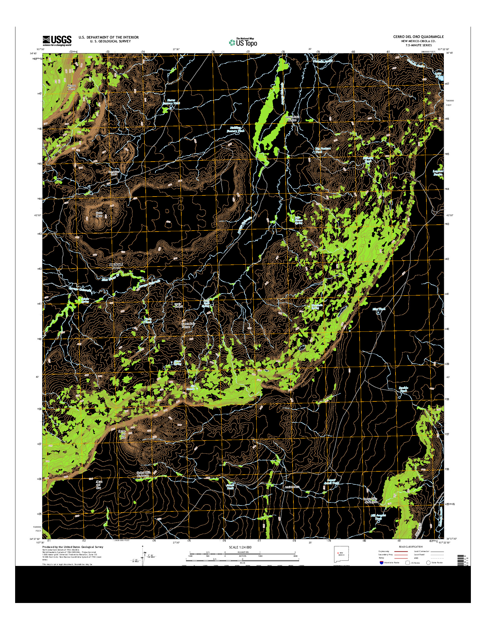 USGS US TOPO 7.5-MINUTE MAP FOR CERRO DEL ORO, NM 2013