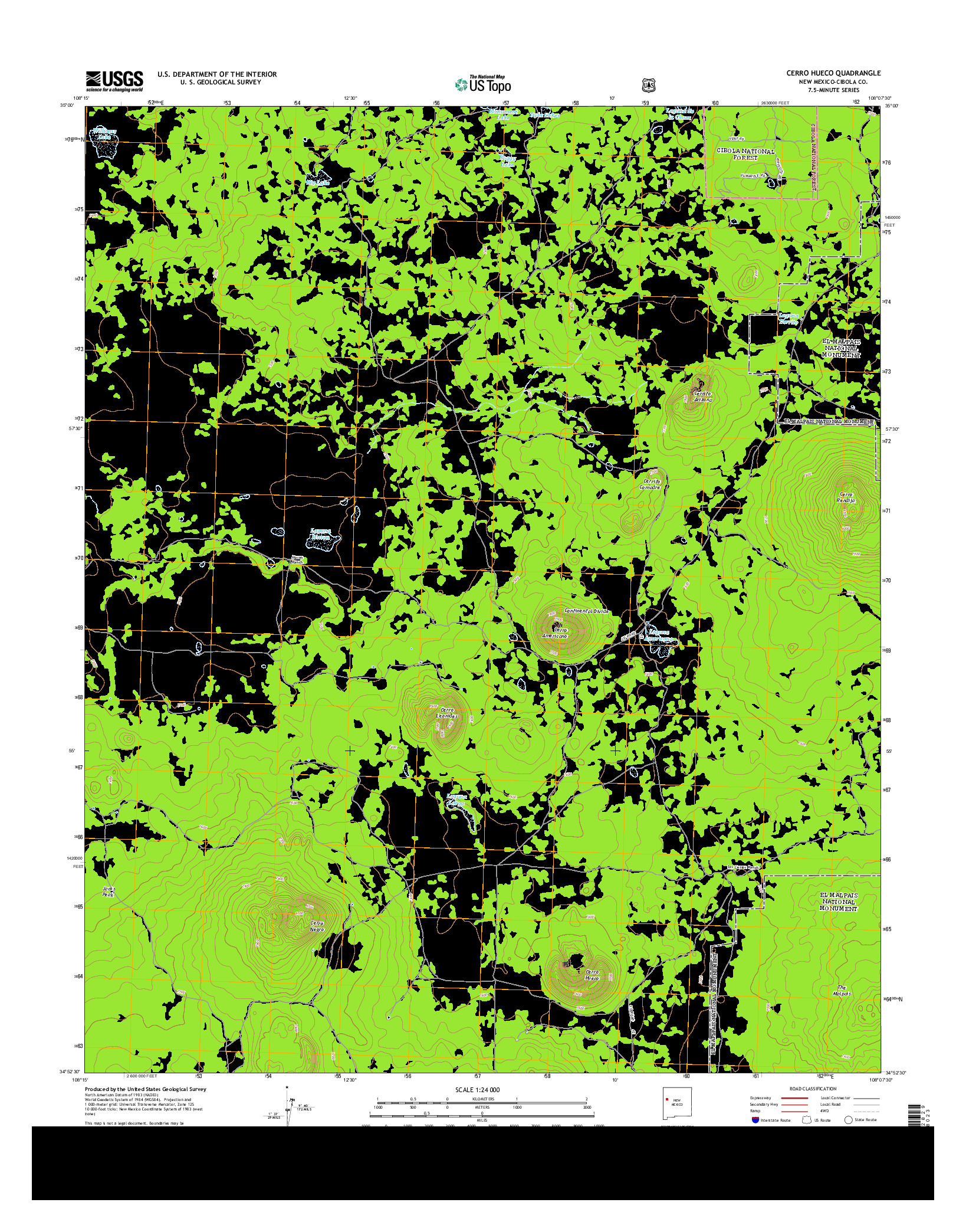 USGS US TOPO 7.5-MINUTE MAP FOR CERRO HUECO, NM 2013