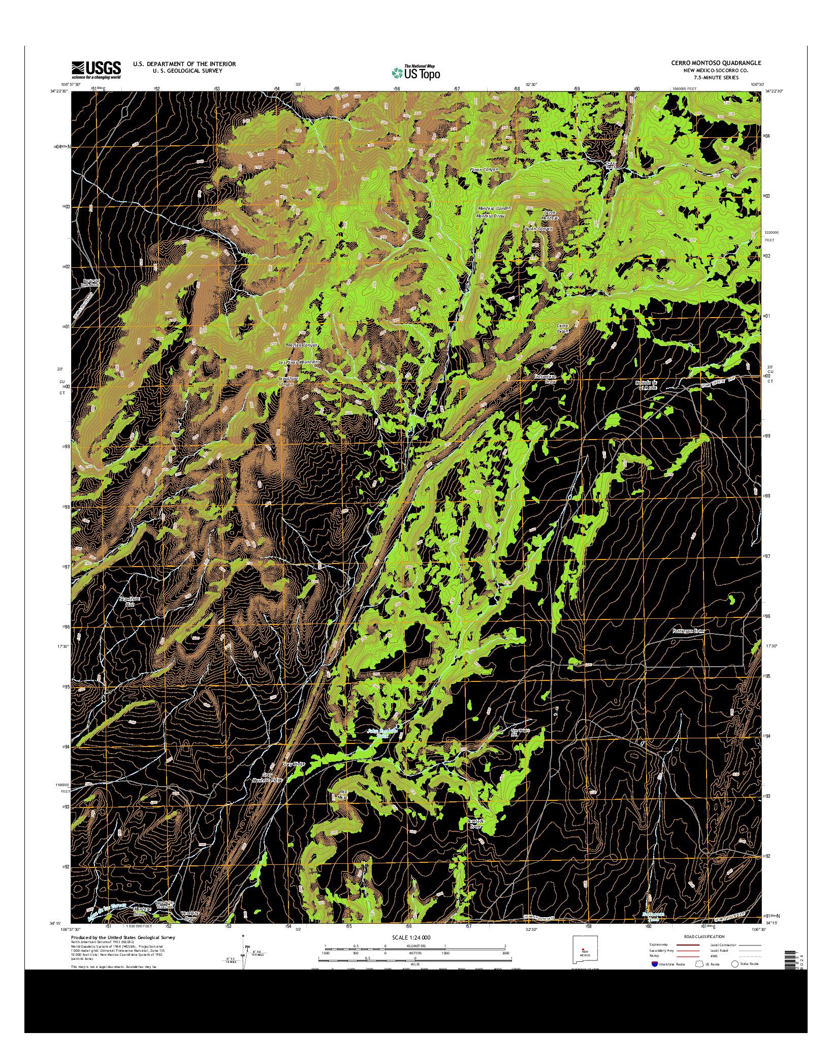 USGS US TOPO 7.5-MINUTE MAP FOR CERRO MONTOSO, NM 2013
