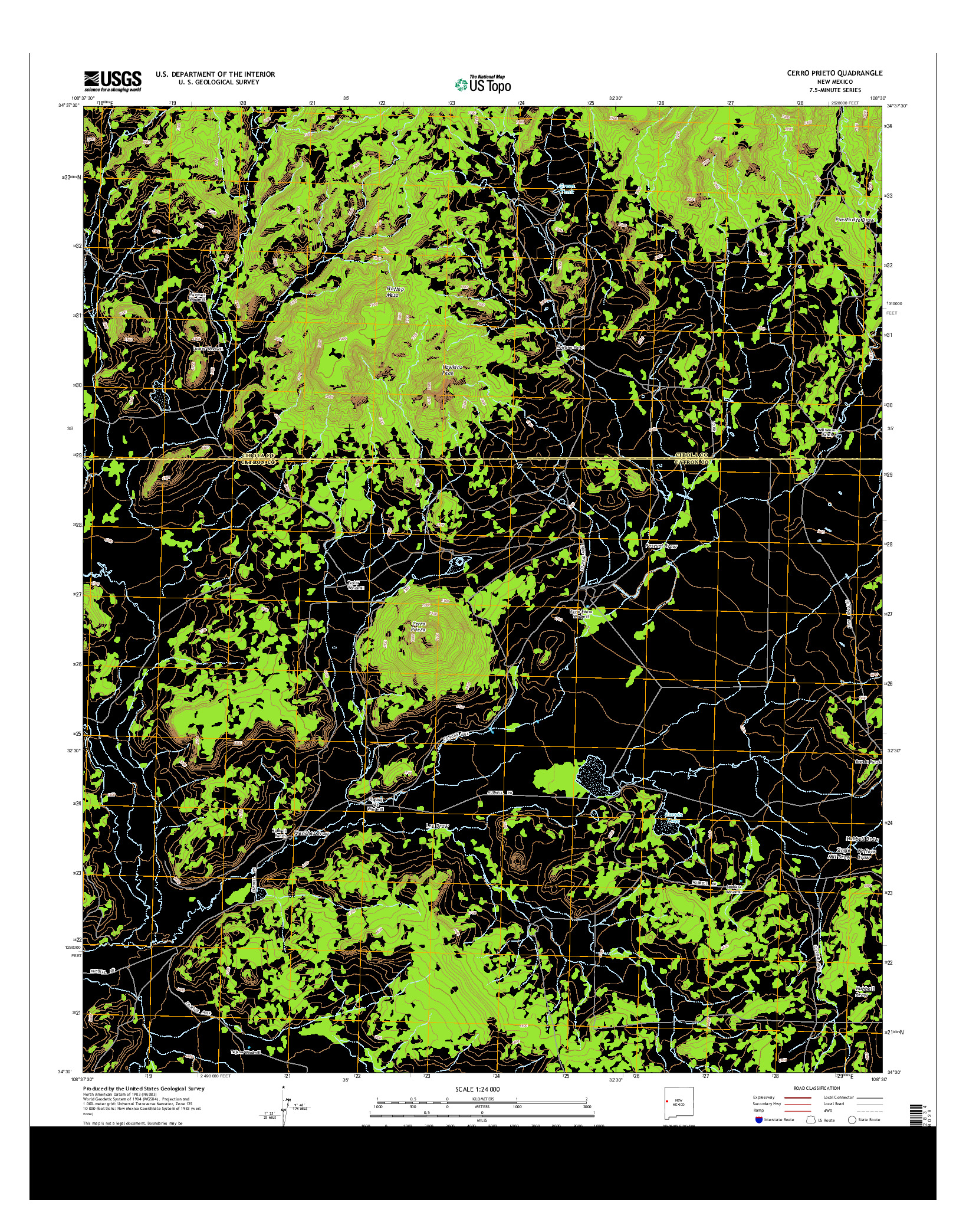 USGS US TOPO 7.5-MINUTE MAP FOR CERRO PRIETO, NM 2013