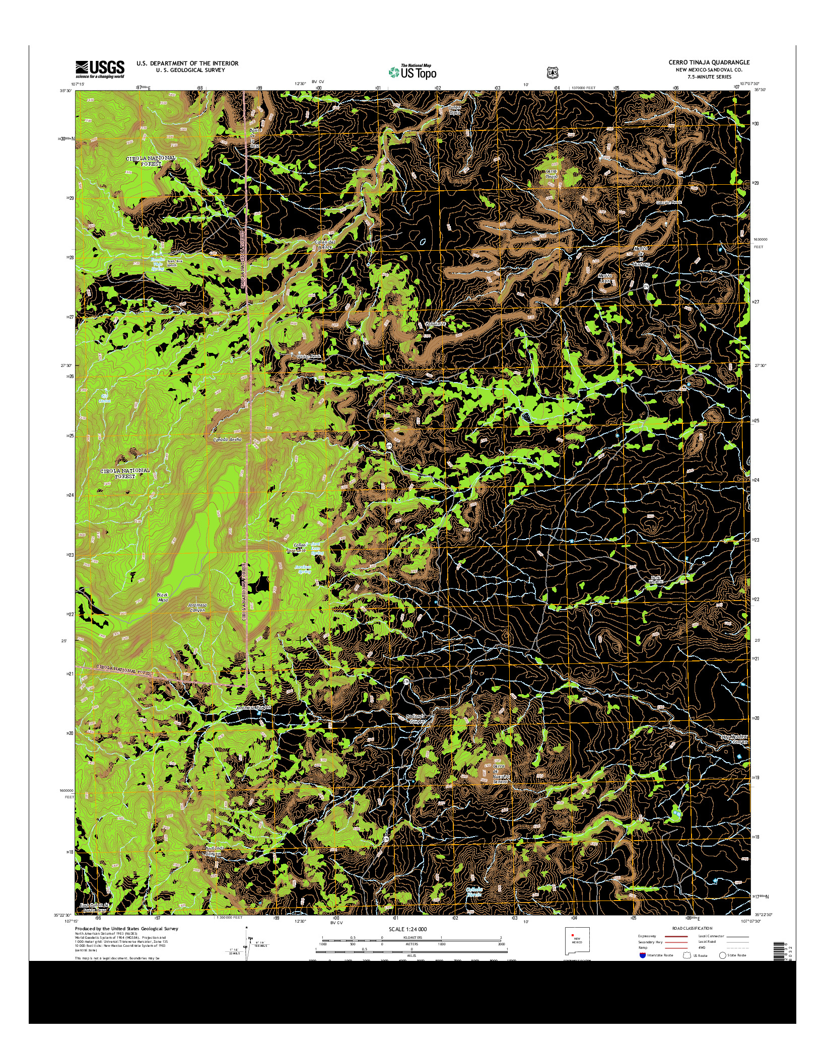 USGS US TOPO 7.5-MINUTE MAP FOR CERRO TINAJA, NM 2013