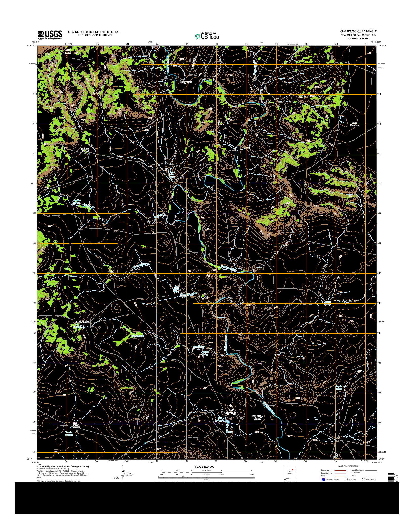 USGS US TOPO 7.5-MINUTE MAP FOR CHAPERITO, NM 2013