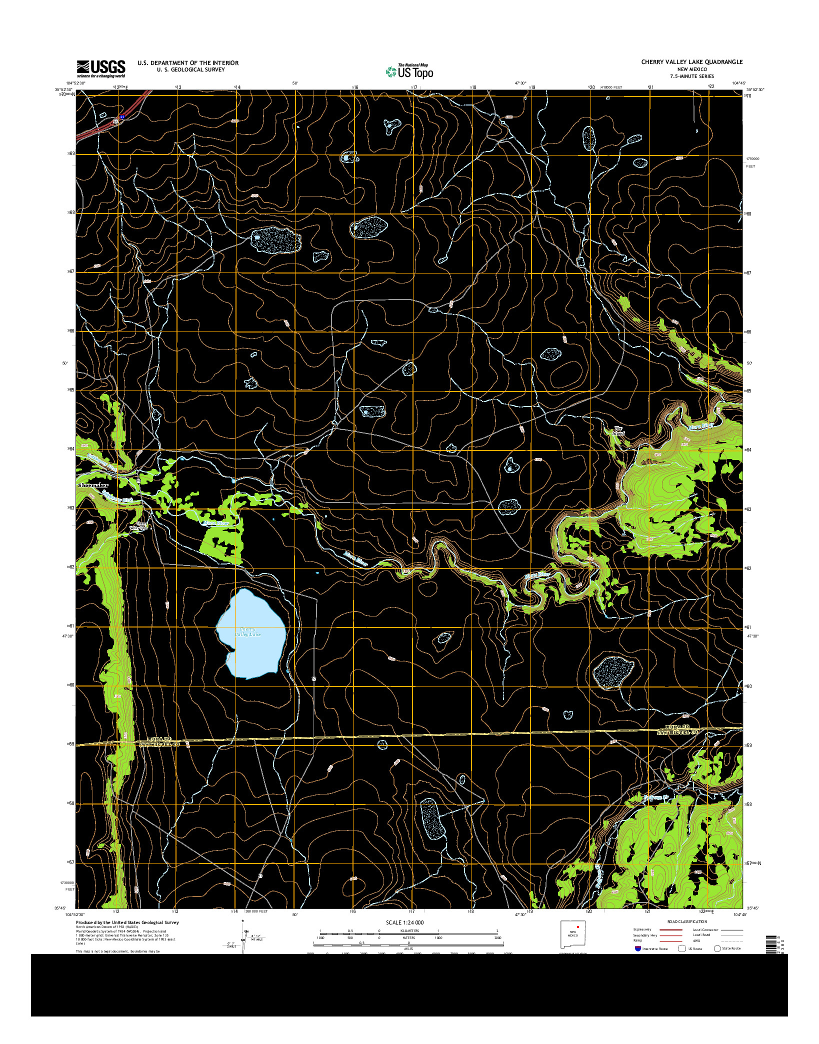 USGS US TOPO 7.5-MINUTE MAP FOR CHERRY VALLEY LAKE, NM 2013