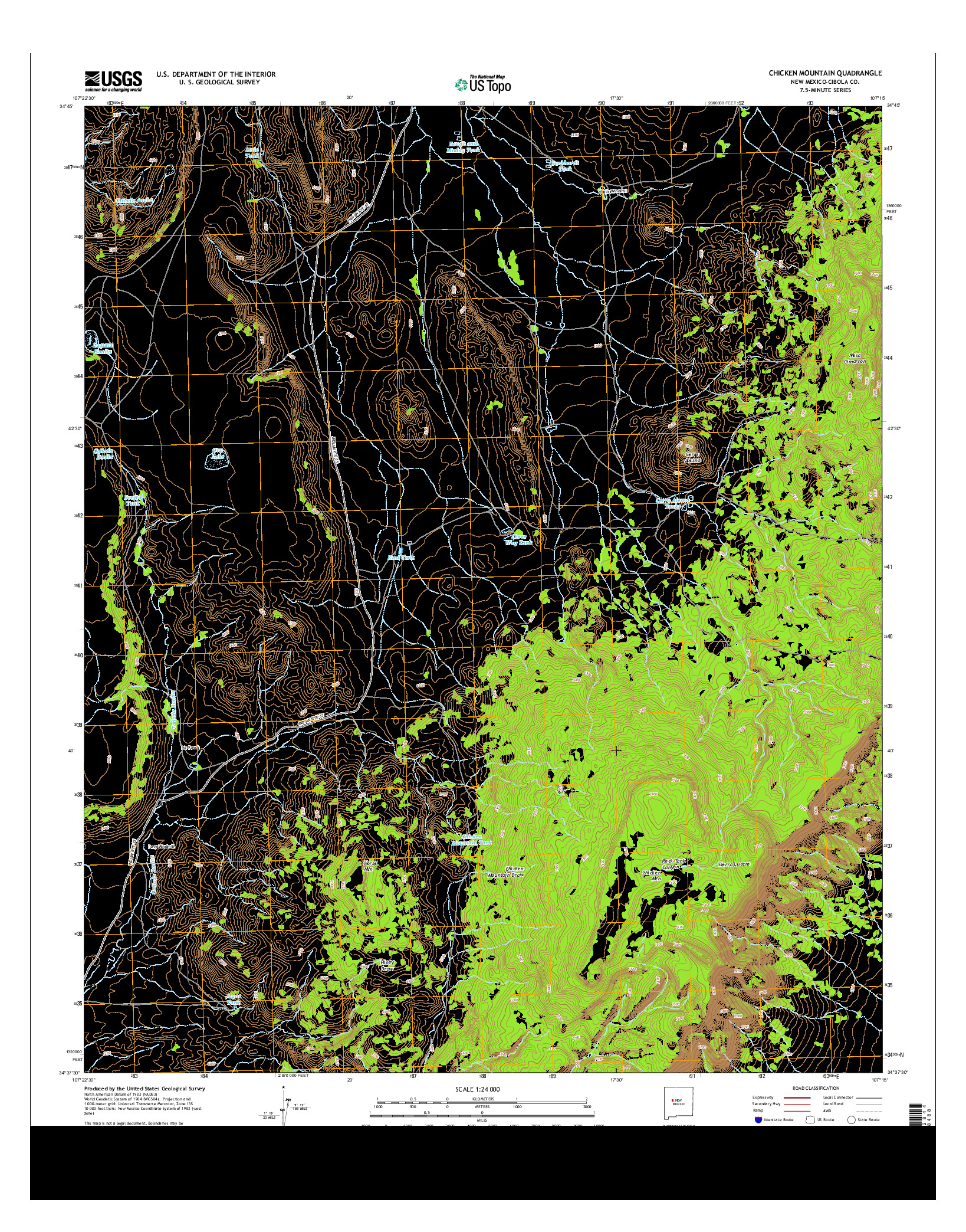 USGS US TOPO 7.5-MINUTE MAP FOR CHICKEN MOUNTAIN, NM 2013