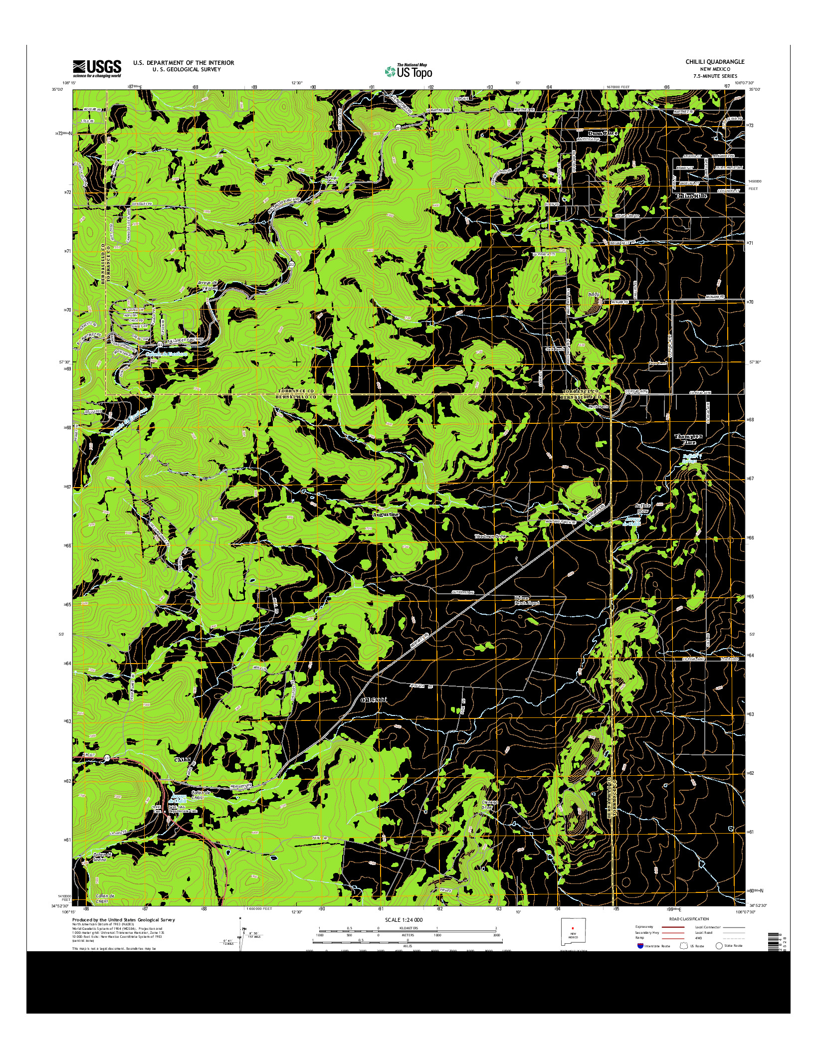 USGS US TOPO 7.5-MINUTE MAP FOR CHILILI, NM 2013