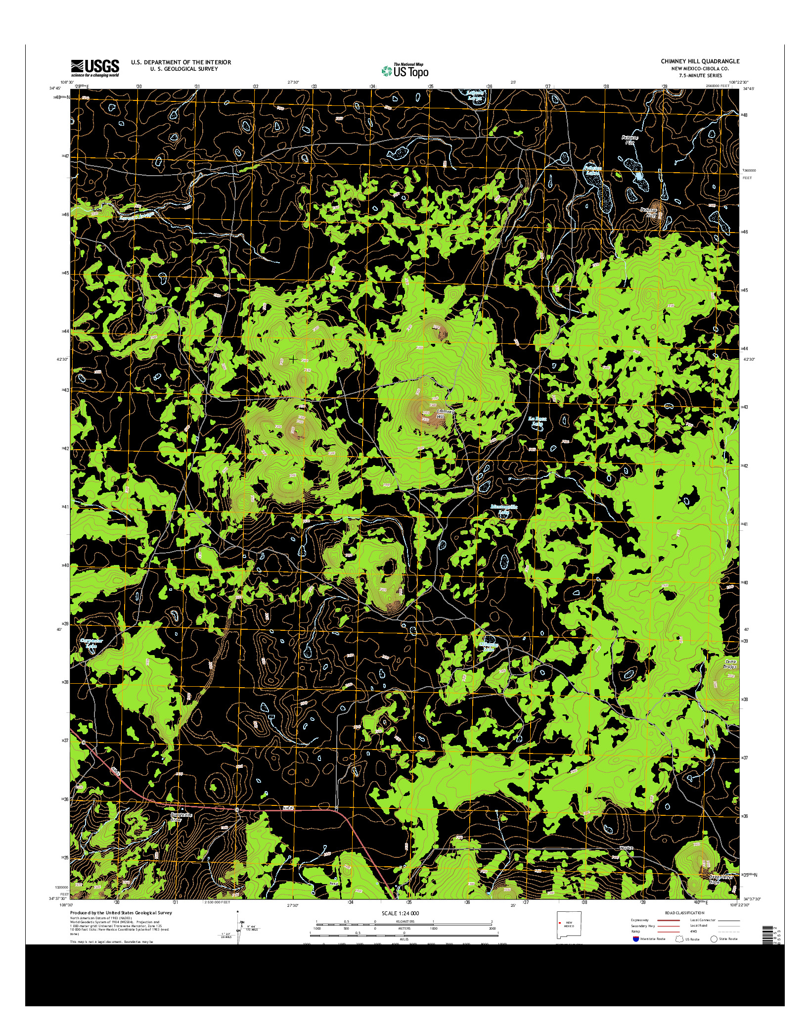 USGS US TOPO 7.5-MINUTE MAP FOR CHIMNEY HILL, NM 2013