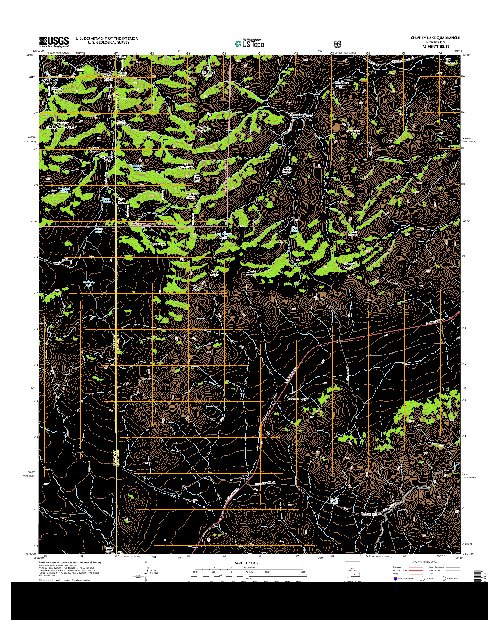 USGS US TOPO 7.5-MINUTE MAP FOR CHIMNEY LAKE, NM 2013