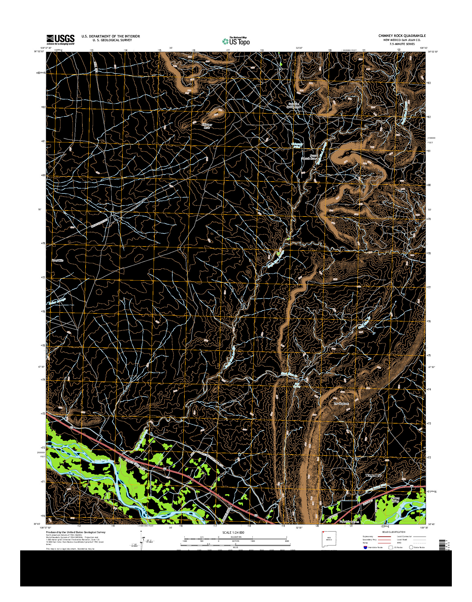 USGS US TOPO 7.5-MINUTE MAP FOR CHIMNEY ROCK, NM 2013