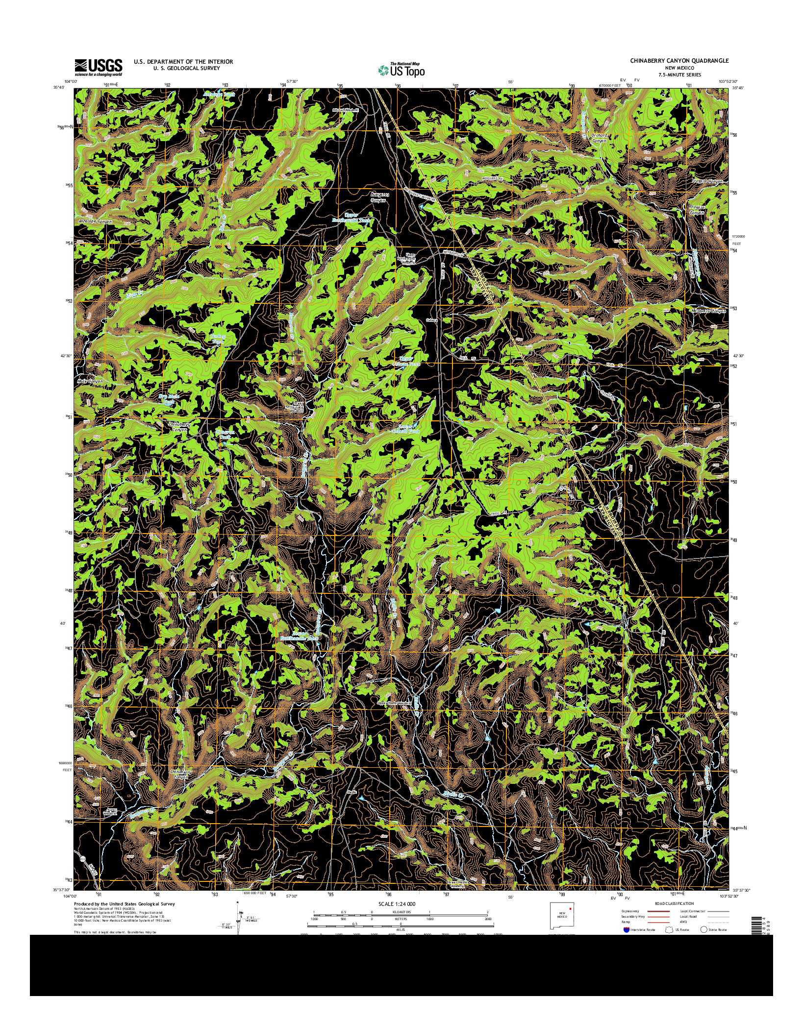 USGS US TOPO 7.5-MINUTE MAP FOR CHINABERRY CANYON, NM 2013