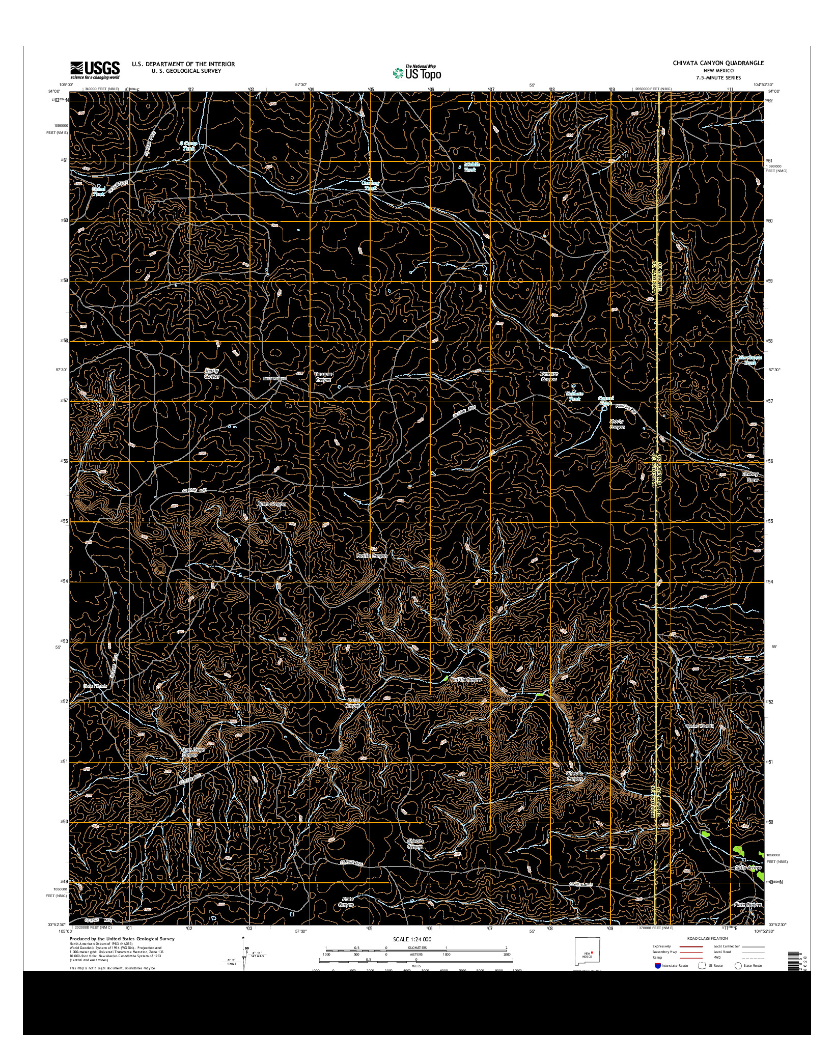 USGS US TOPO 7.5-MINUTE MAP FOR CHIVATA CANYON, NM 2013