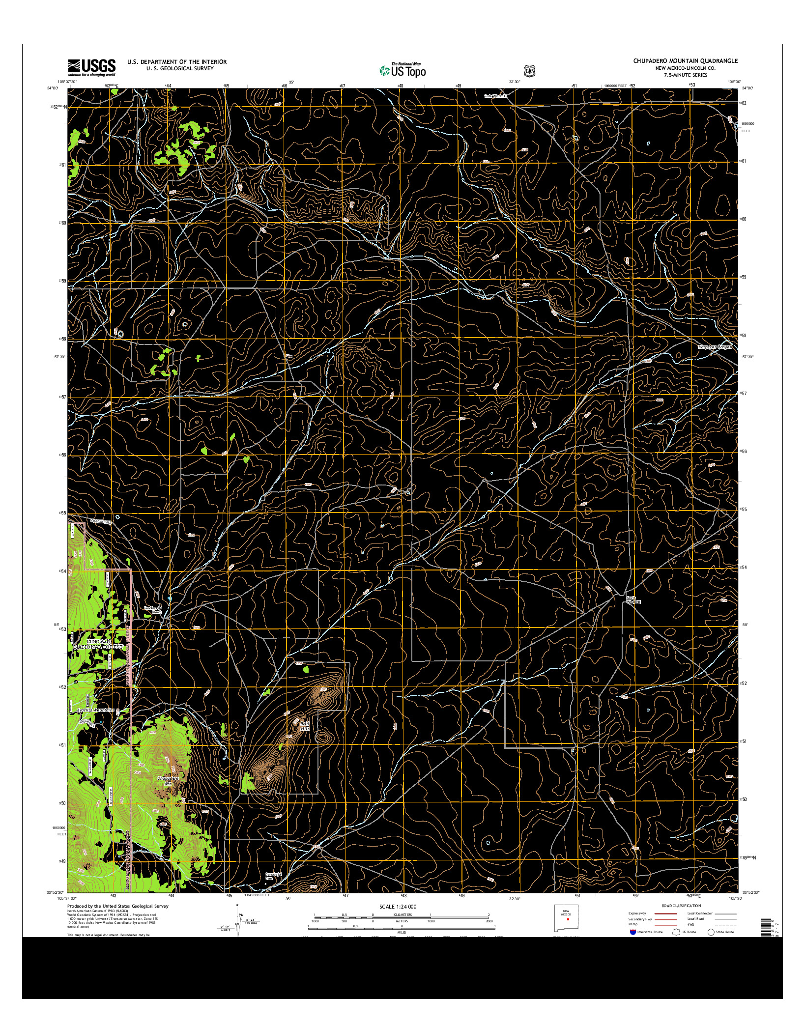 USGS US TOPO 7.5-MINUTE MAP FOR CHUPADERO MOUNTAIN, NM 2013