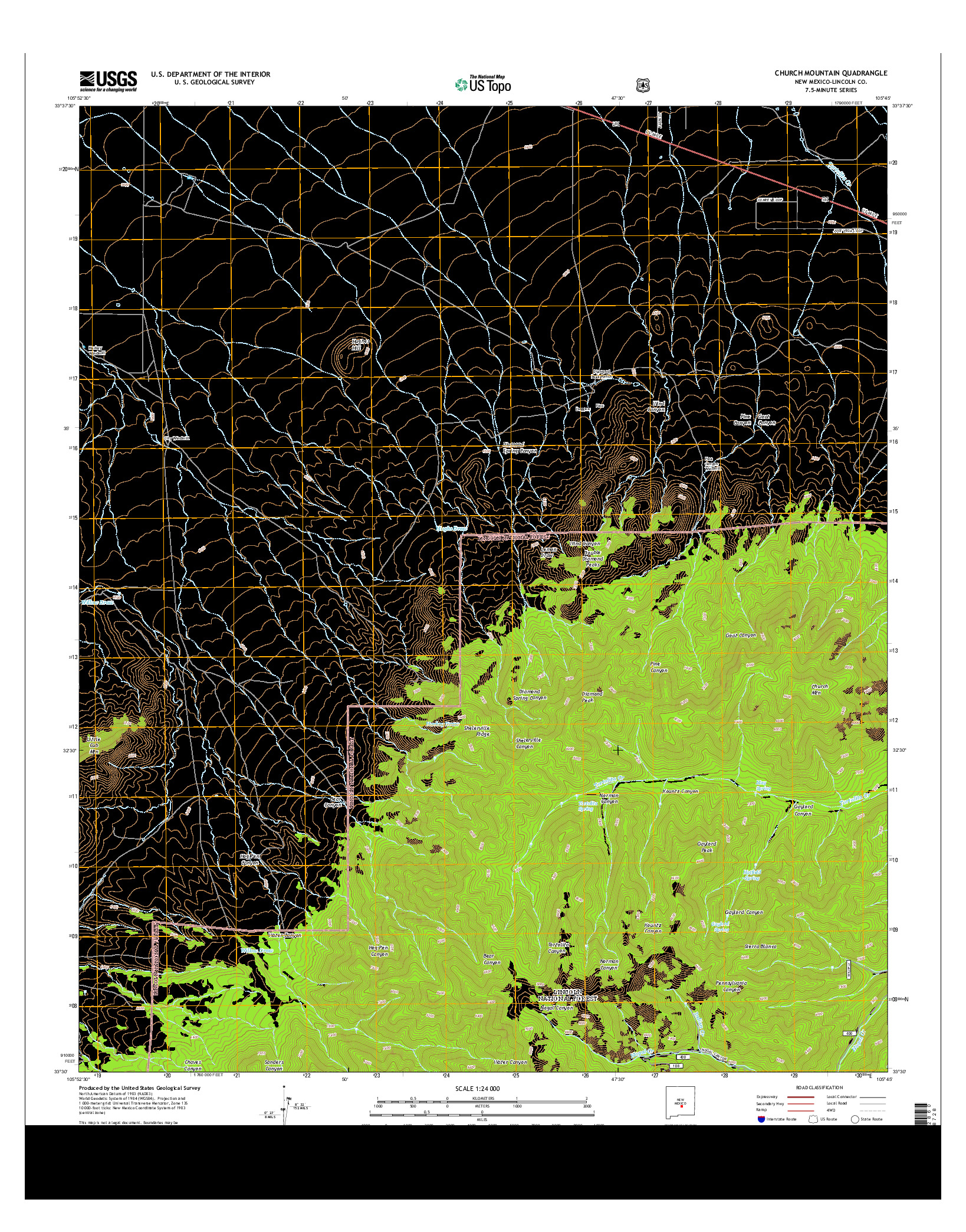 USGS US TOPO 7.5-MINUTE MAP FOR CHURCH MOUNTAIN, NM 2013