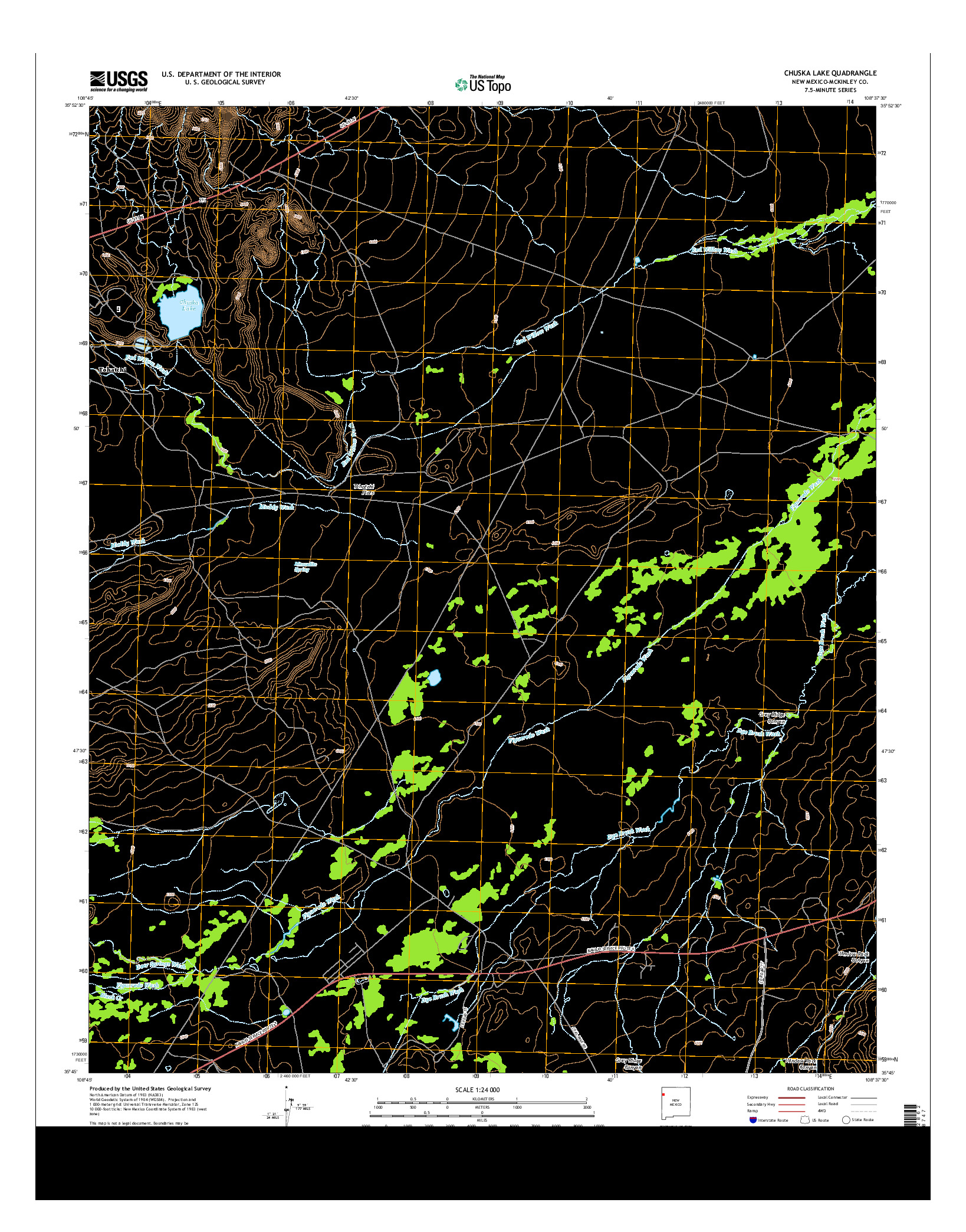 USGS US TOPO 7.5-MINUTE MAP FOR CHUSKA LAKE, NM 2013