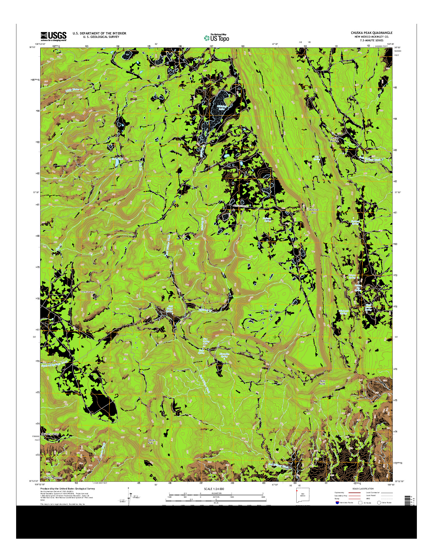 USGS US TOPO 7.5-MINUTE MAP FOR CHUSKA PEAK, NM 2013