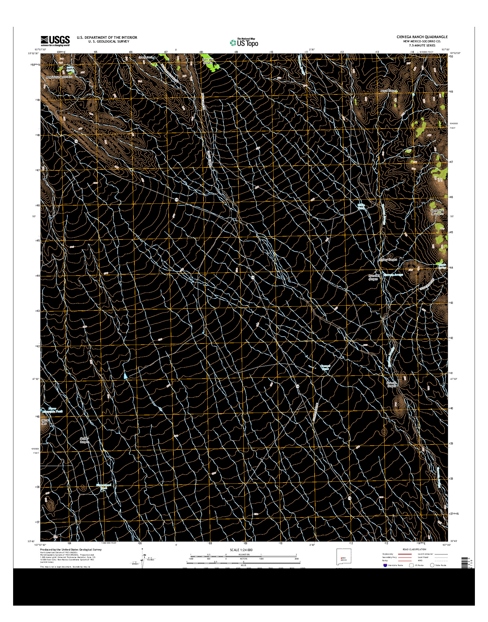 USGS US TOPO 7.5-MINUTE MAP FOR CIENEGA RANCH, NM 2013