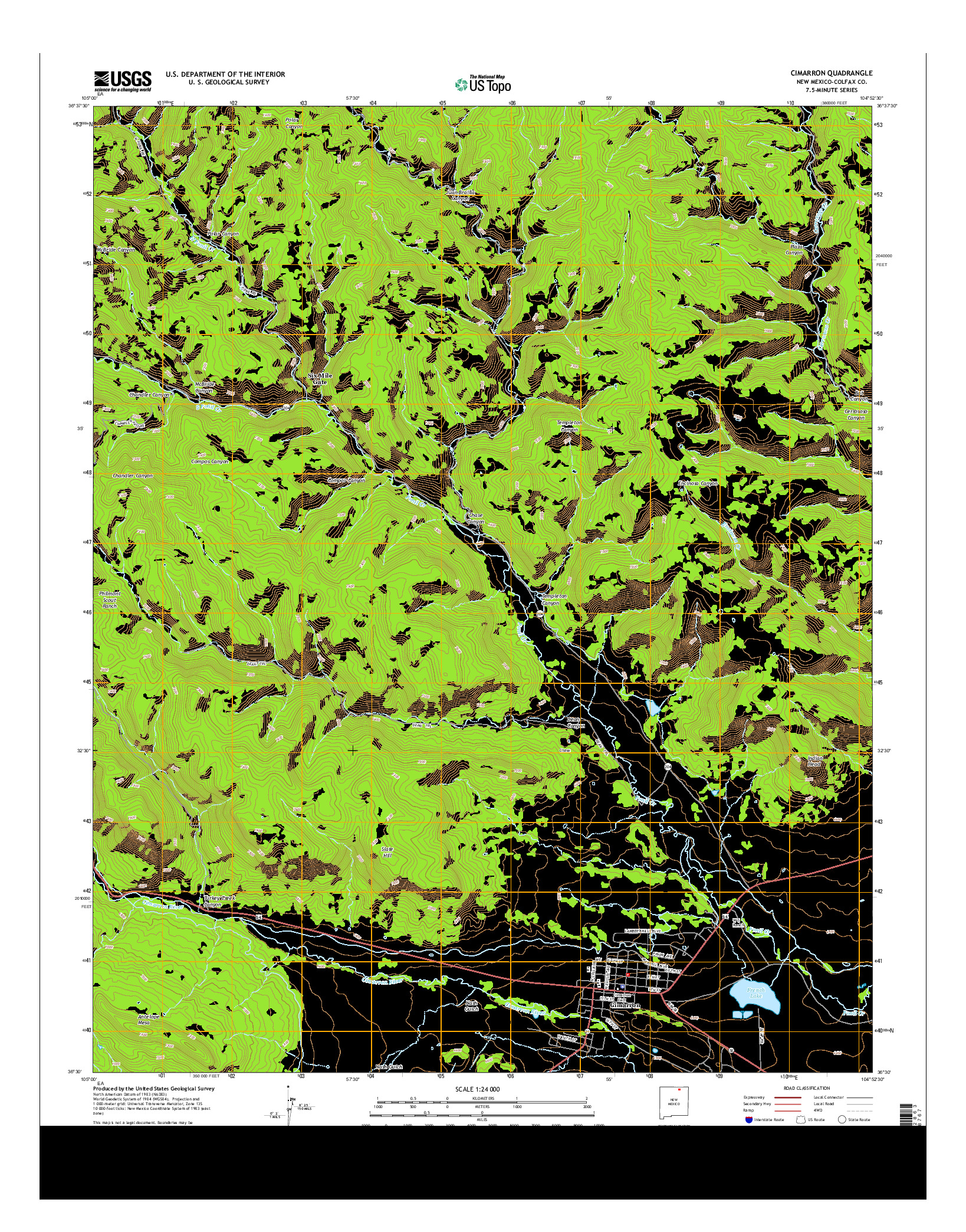 USGS US TOPO 7.5-MINUTE MAP FOR CIMARRON, NM 2013