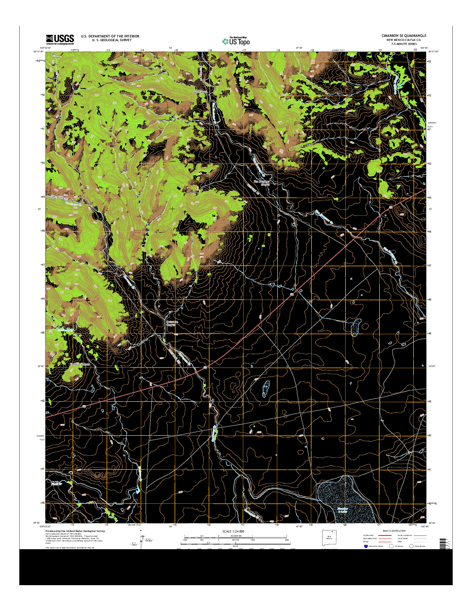 USGS US TOPO 7.5-MINUTE MAP FOR CIMARRON SE, NM 2013