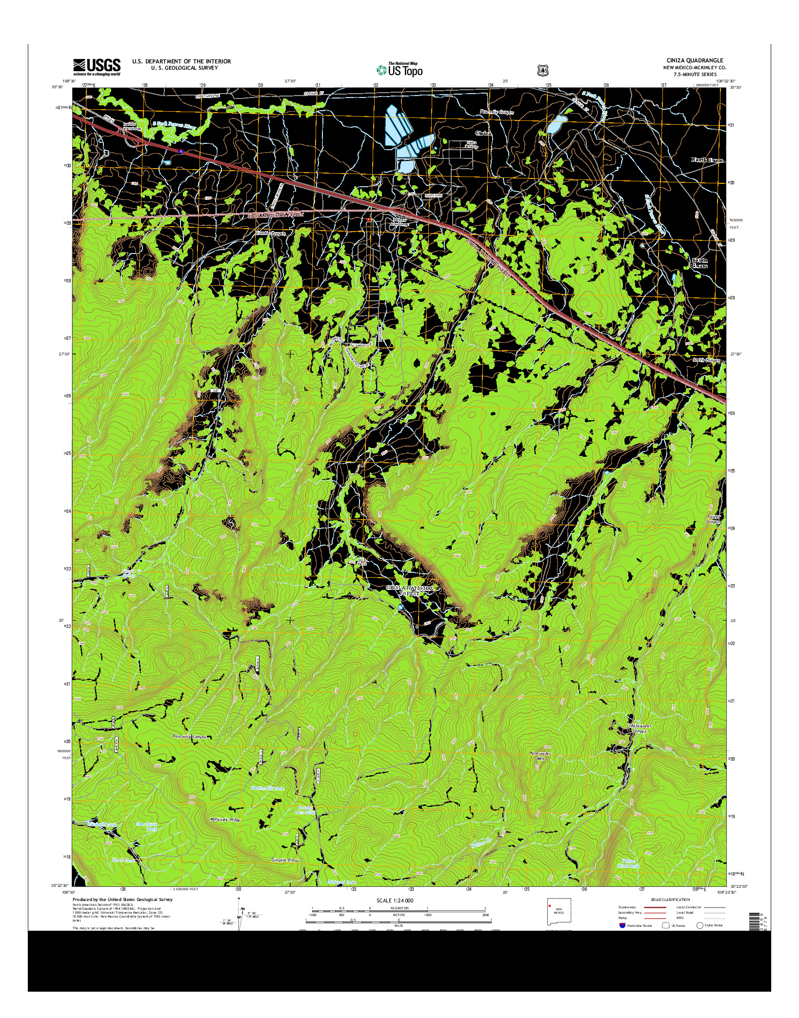 USGS US TOPO 7.5-MINUTE MAP FOR CINIZA, NM 2013