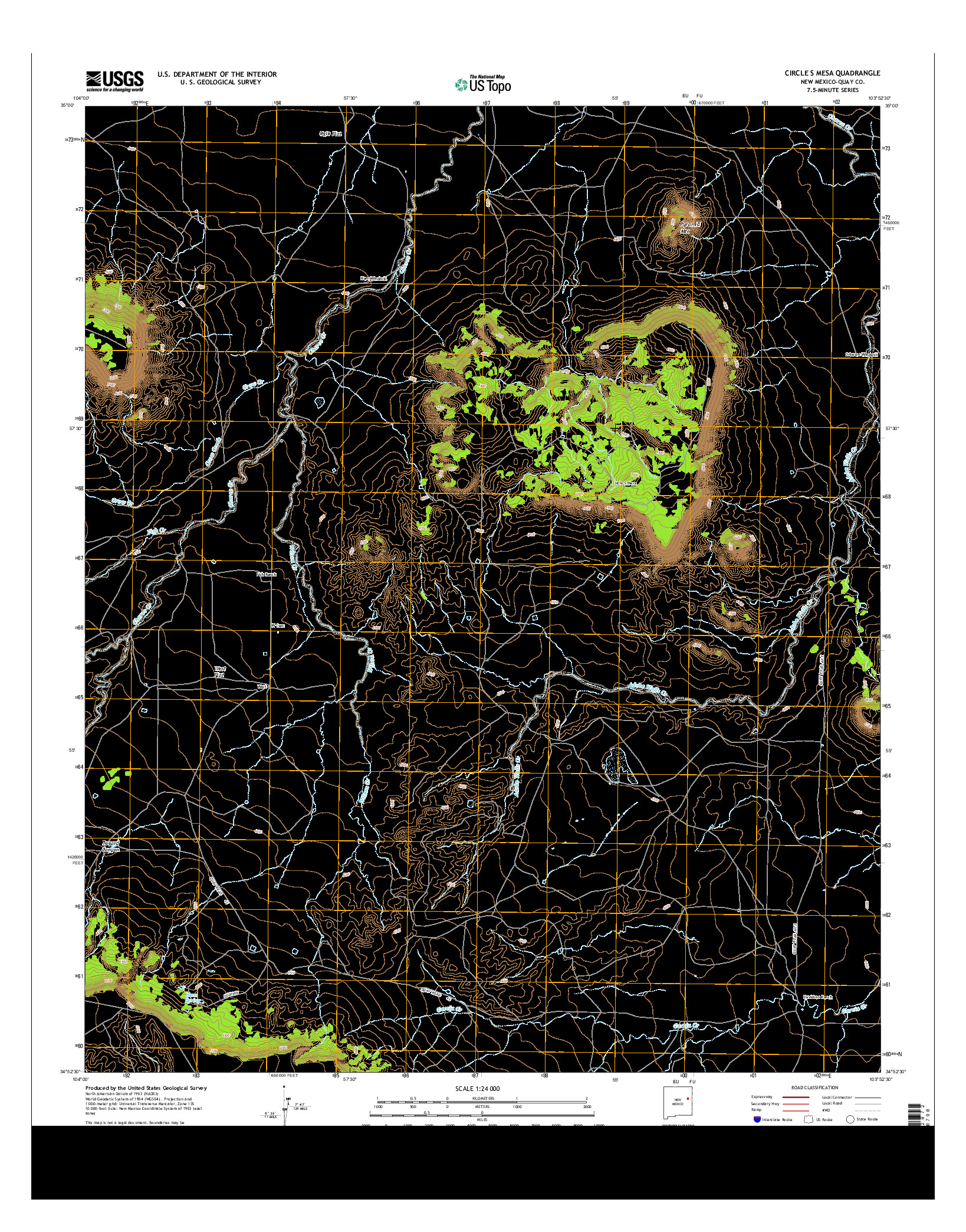 USGS US TOPO 7.5-MINUTE MAP FOR CIRCLE S MESA, NM 2013