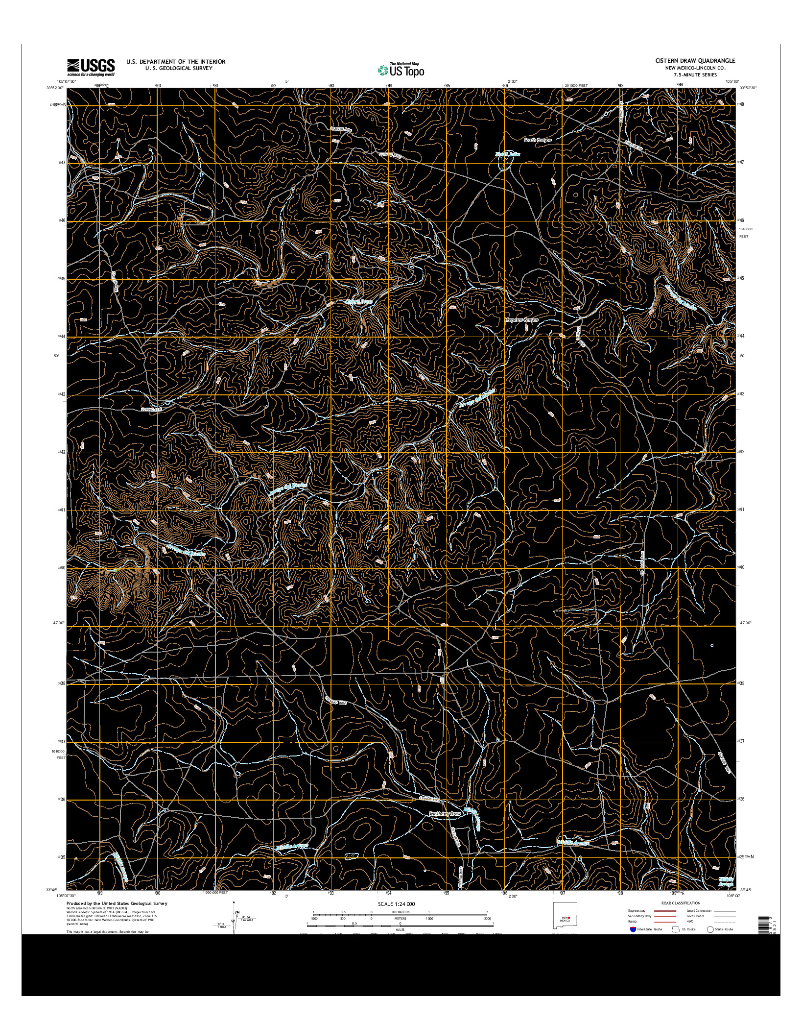 USGS US TOPO 7.5-MINUTE MAP FOR CISTERN DRAW, NM 2013
