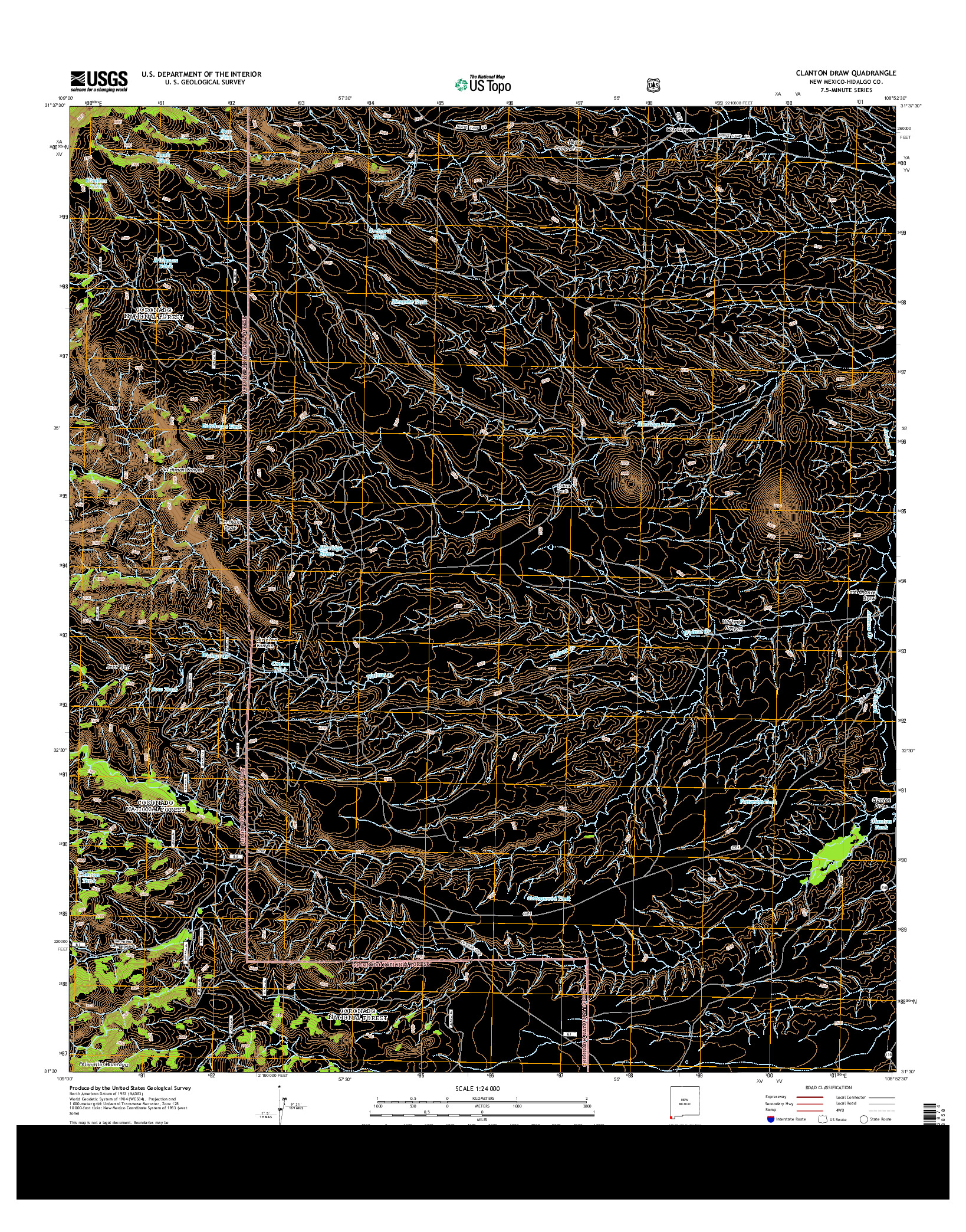 USGS US TOPO 7.5-MINUTE MAP FOR CLANTON DRAW, NM 2013