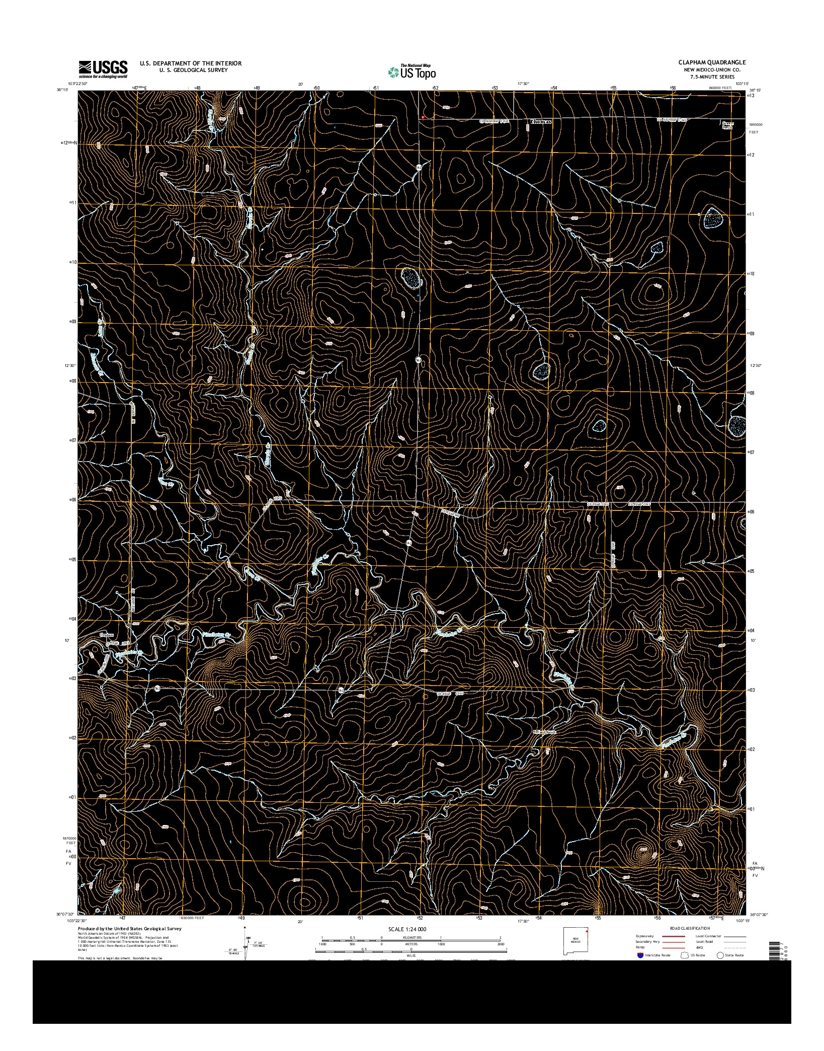 USGS US TOPO 7.5-MINUTE MAP FOR CLAPHAM, NM 2013