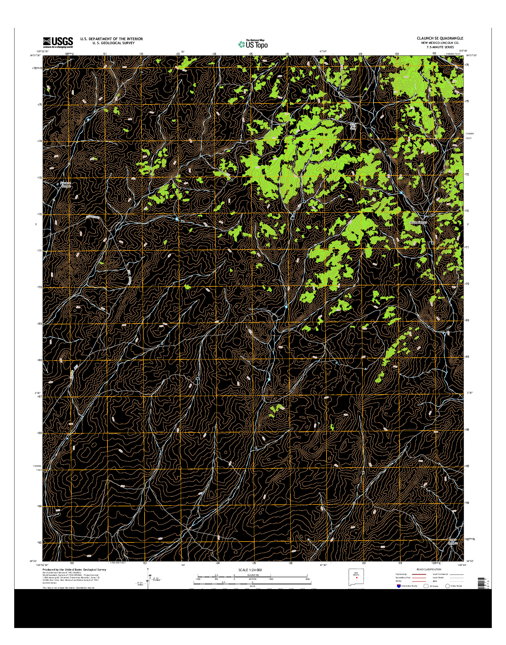 USGS US TOPO 7.5-MINUTE MAP FOR CLAUNCH SE, NM 2013