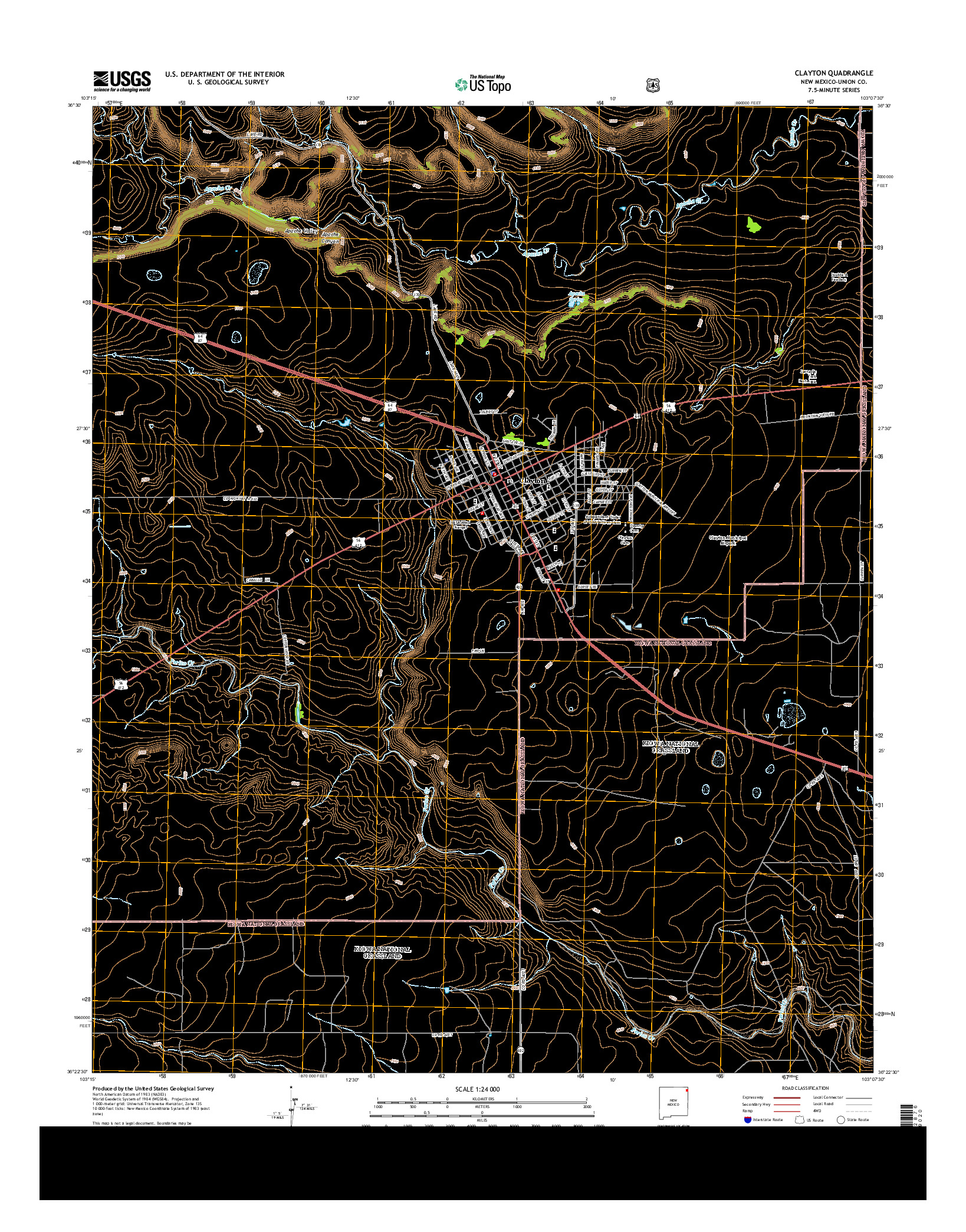 USGS US TOPO 7.5-MINUTE MAP FOR CLAYTON, NM 2013