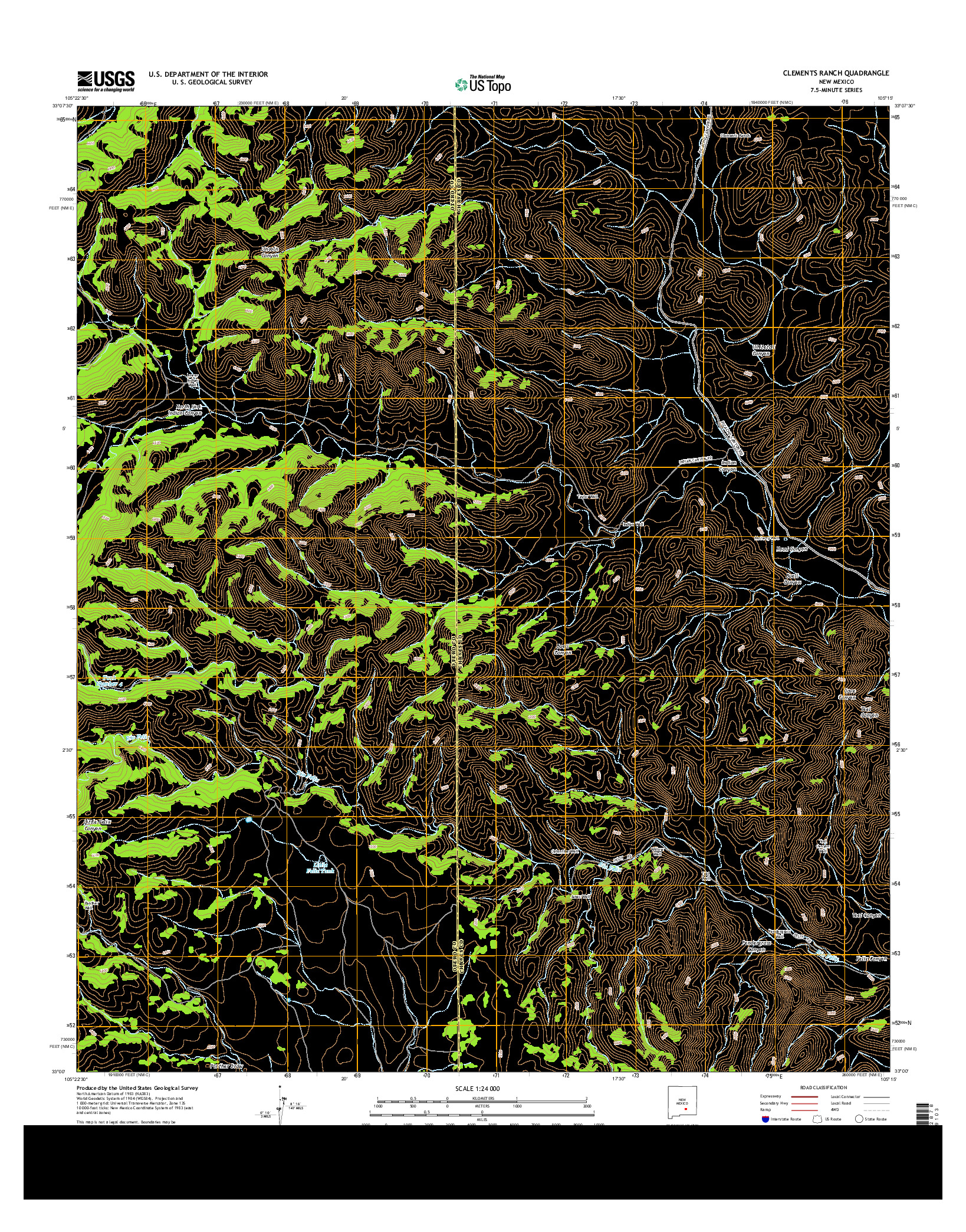 USGS US TOPO 7.5-MINUTE MAP FOR CLEMENTS RANCH, NM 2013