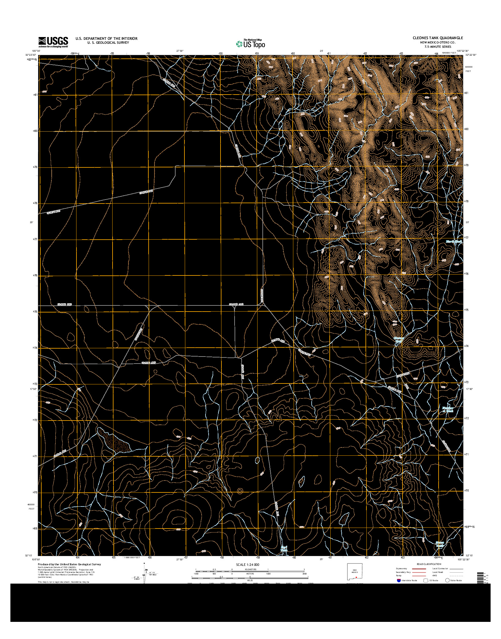 USGS US TOPO 7.5-MINUTE MAP FOR CLEONES TANK, NM 2013