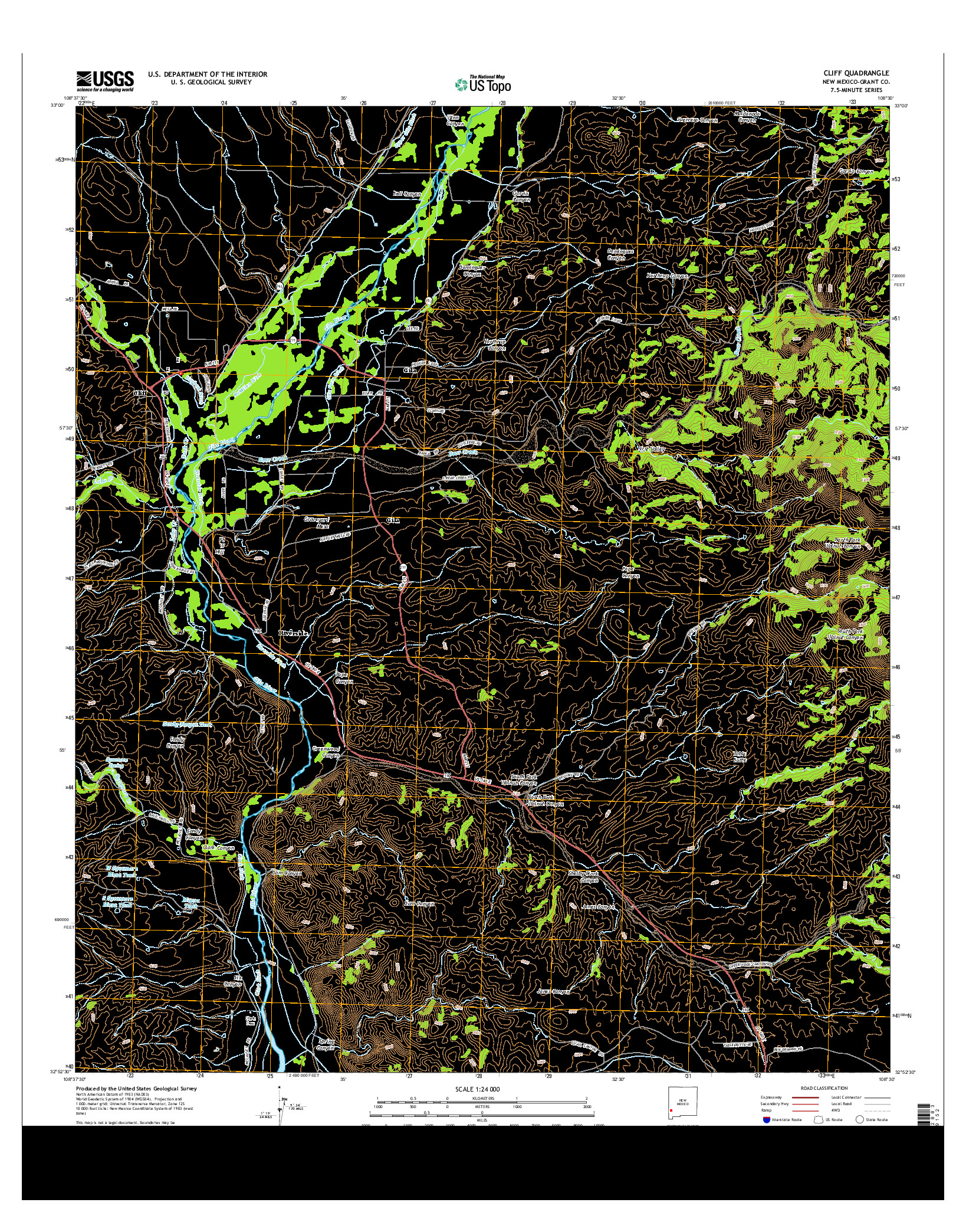 USGS US TOPO 7.5-MINUTE MAP FOR CLIFF, NM 2013