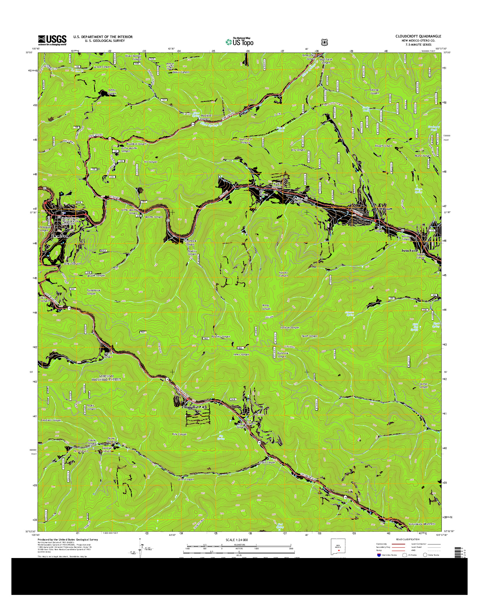 USGS US TOPO 7.5-MINUTE MAP FOR CLOUDCROFT, NM 2013