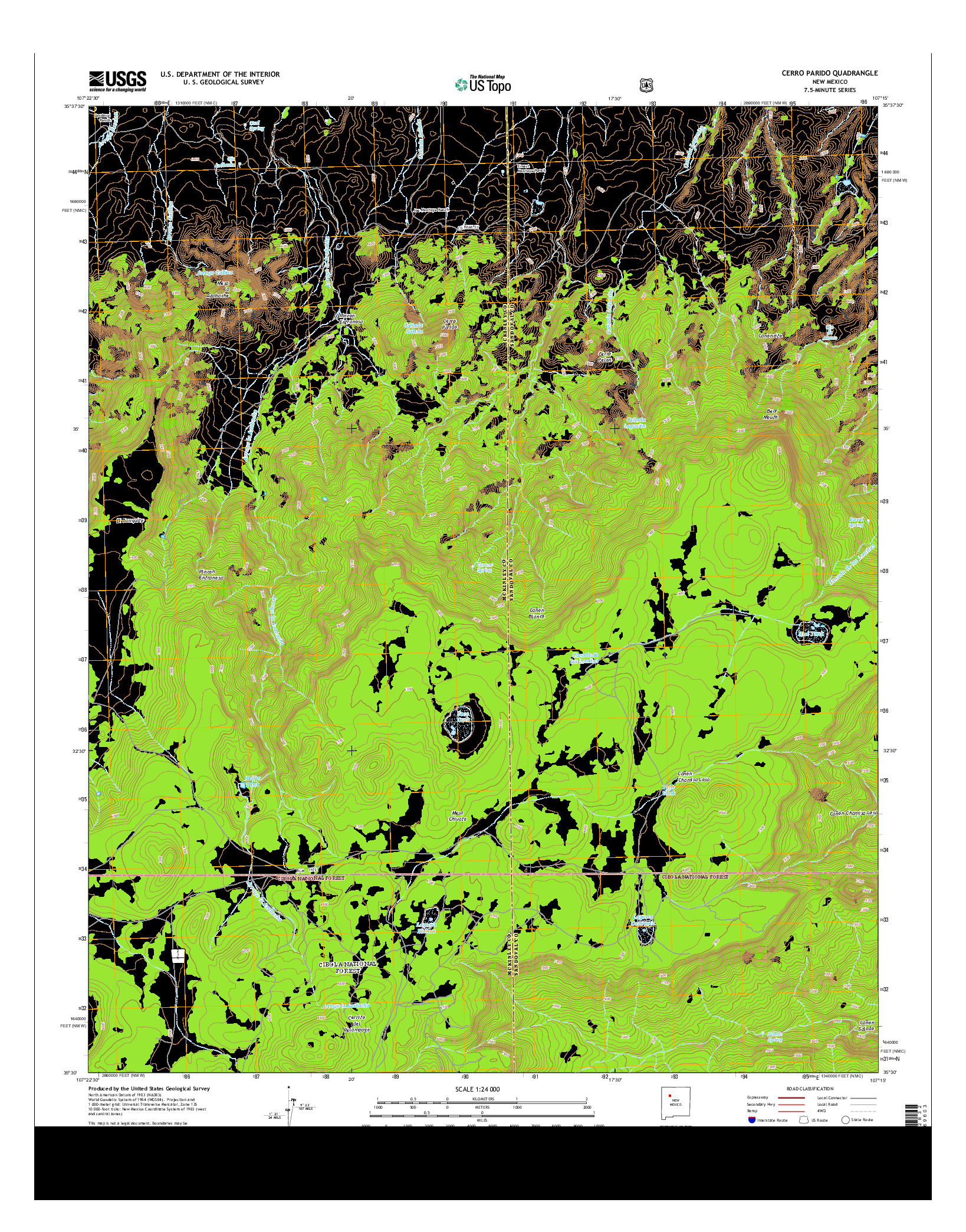 USGS US TOPO 7.5-MINUTE MAP FOR CERRO PARIDO, NM 2013