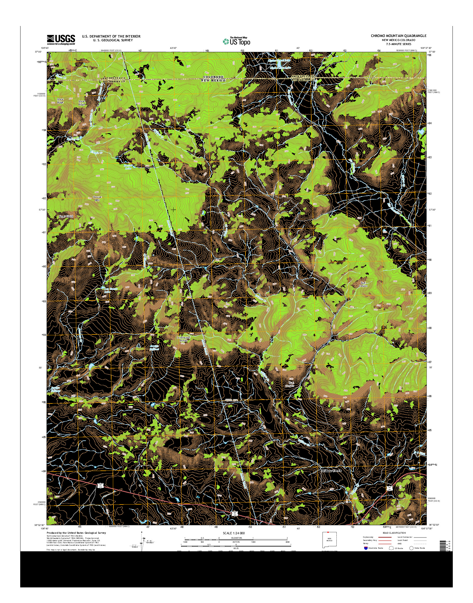 USGS US TOPO 7.5-MINUTE MAP FOR CHROMO MOUNTAIN, NM-CO 2013