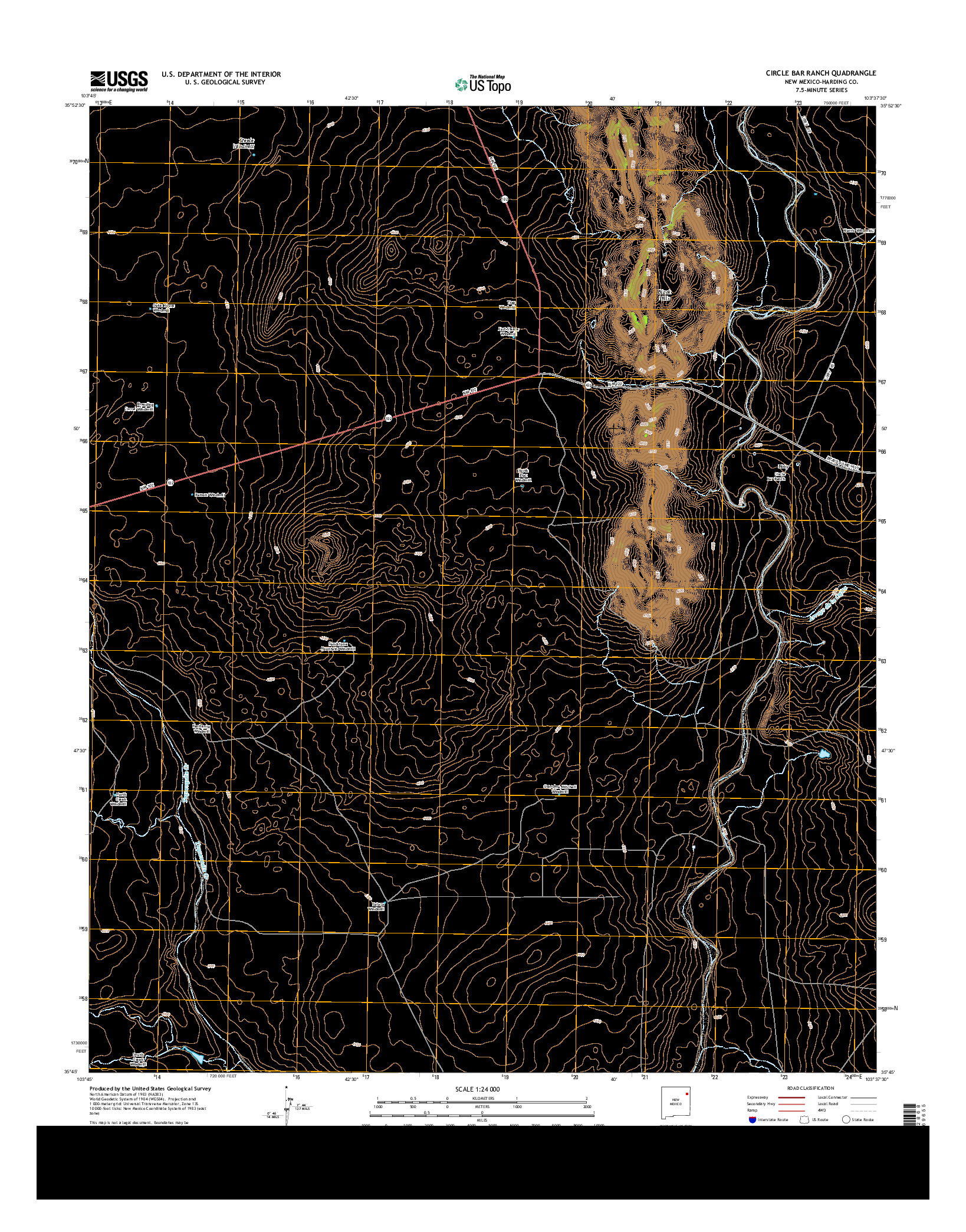 USGS US TOPO 7.5-MINUTE MAP FOR CIRCLE BAR RANCH, NM 2013
