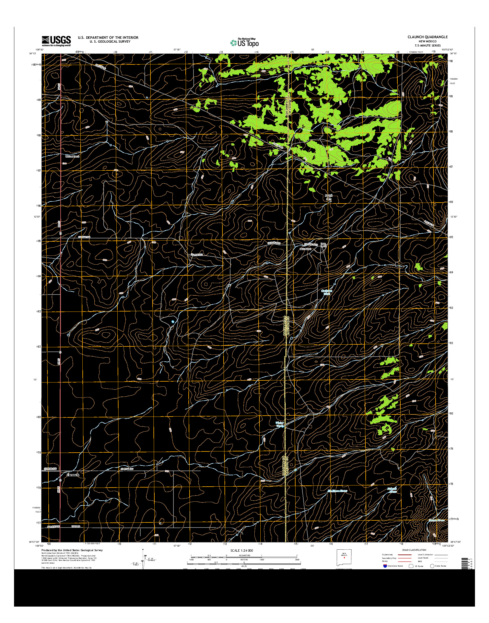 USGS US TOPO 7.5-MINUTE MAP FOR CLAUNCH, NM 2013