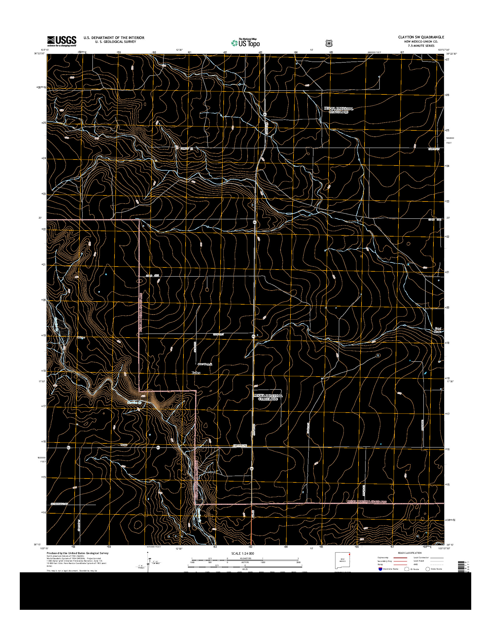 USGS US TOPO 7.5-MINUTE MAP FOR CLAYTON SW, NM 2013