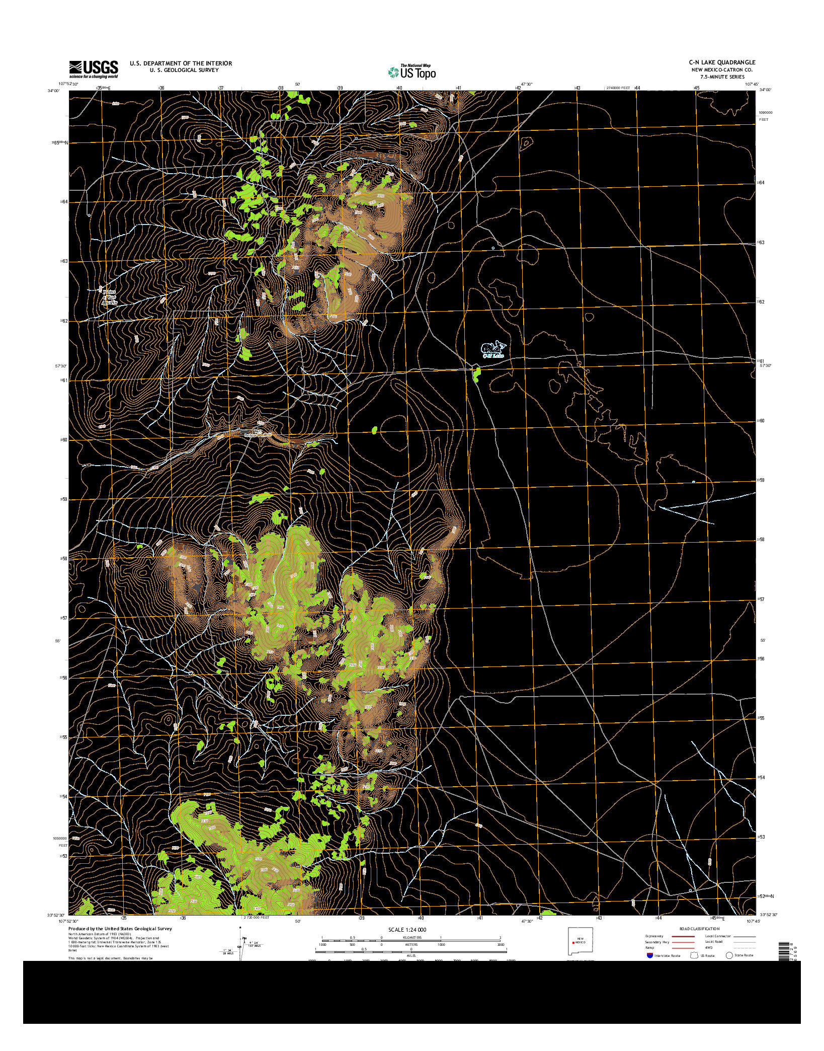 USGS US TOPO 7.5-MINUTE MAP FOR C-N LAKE, NM 2013