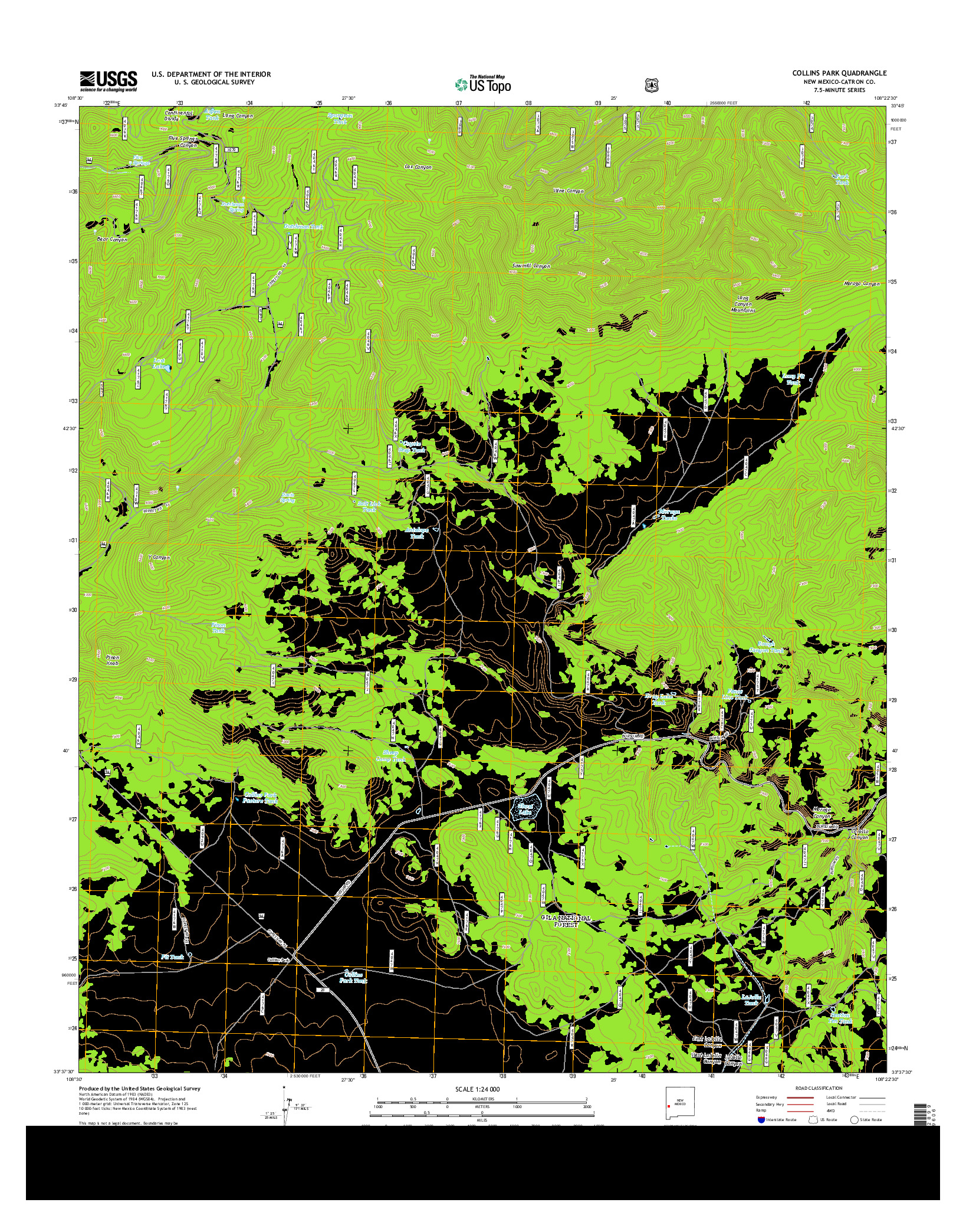 USGS US TOPO 7.5-MINUTE MAP FOR COLLINS PARK, NM 2013