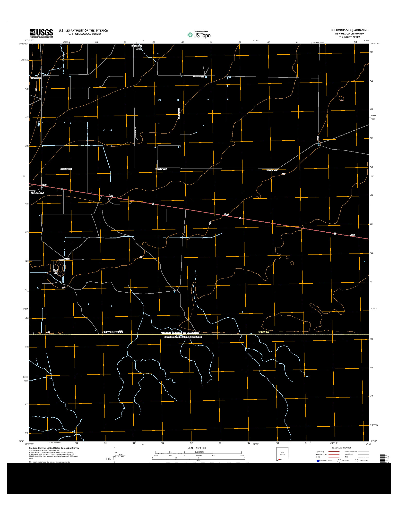 USGS US TOPO 7.5-MINUTE MAP FOR COLUMBUS SE, NM-CHH 2013