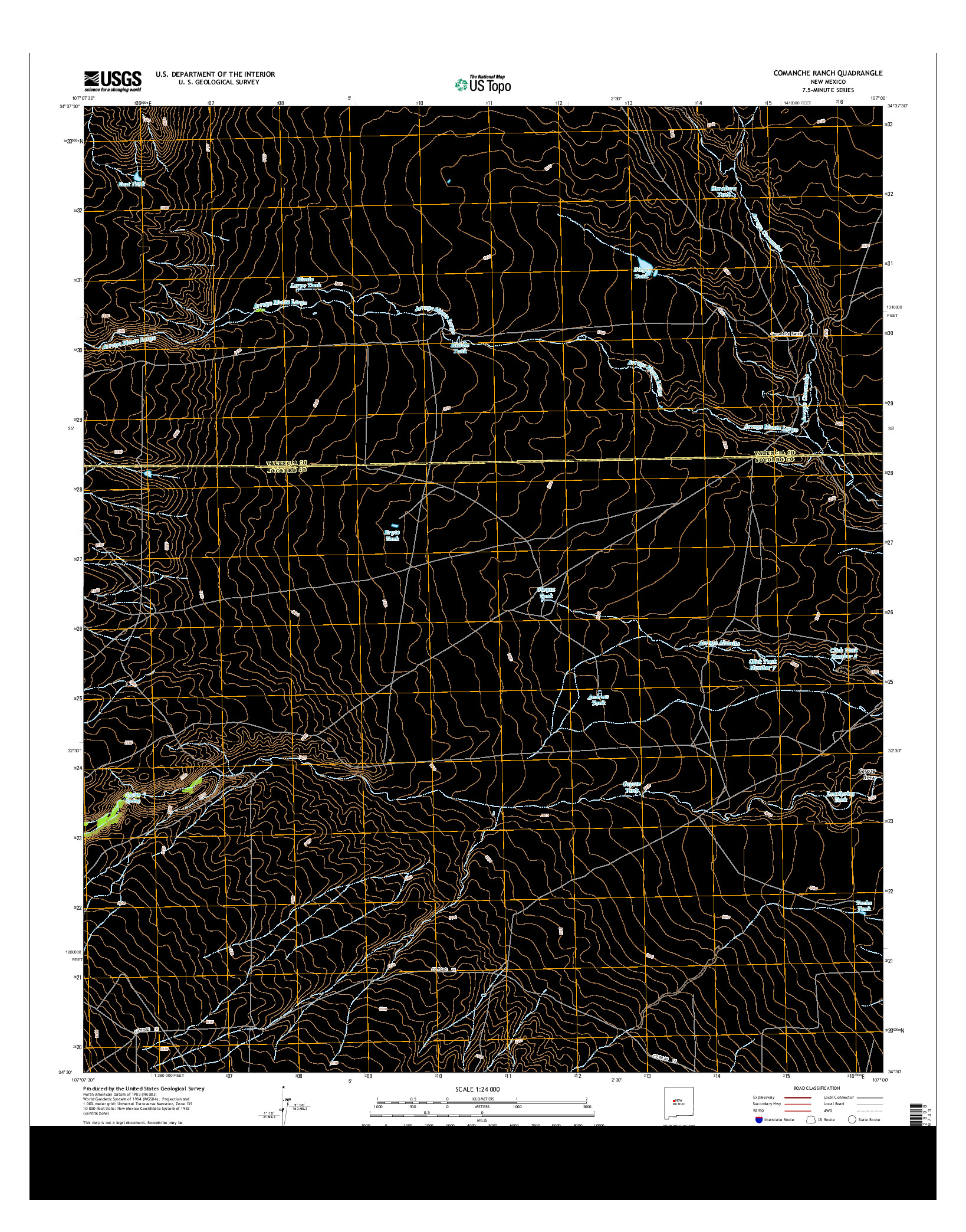 USGS US TOPO 7.5-MINUTE MAP FOR COMANCHE RANCH, NM 2013
